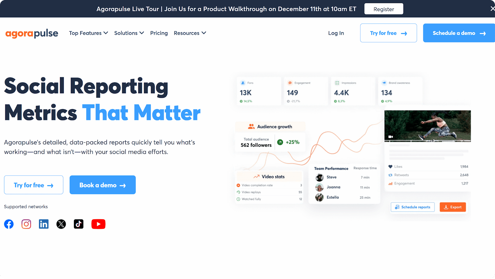 A screenshot of the Agorapulse website.