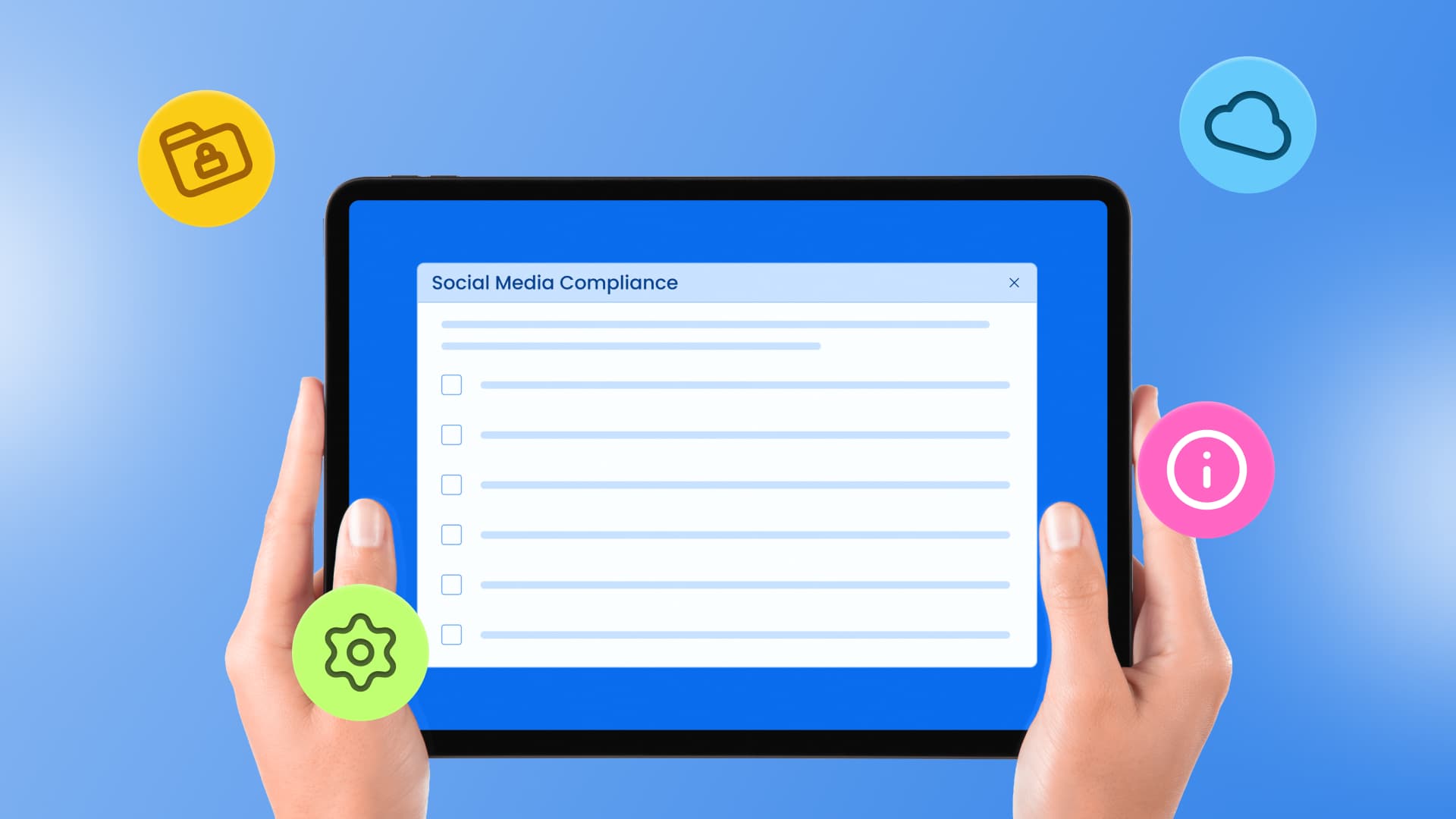 An illustration of a social media compliance checklist.