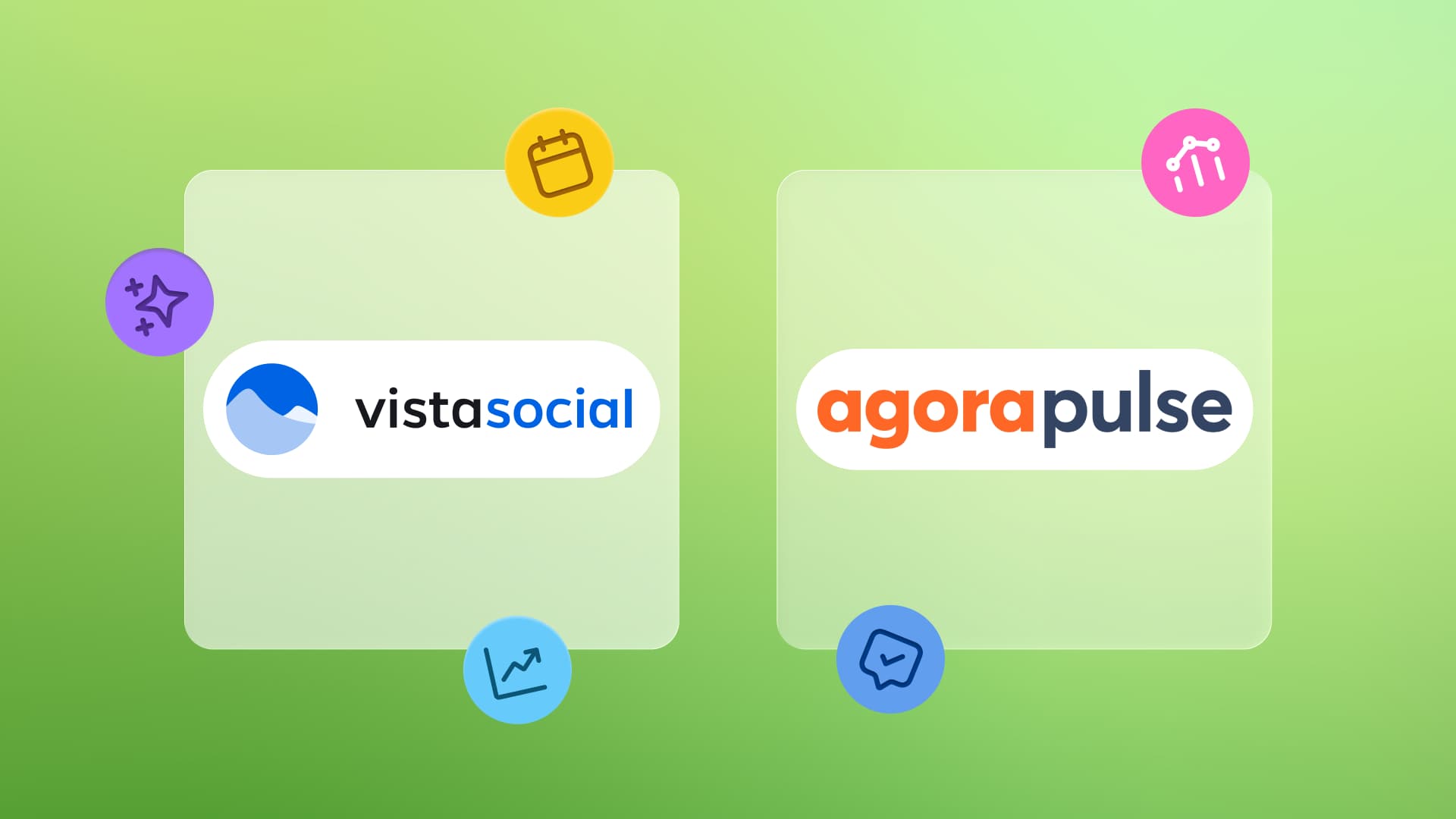 An illustration of a comparison of two social media tools: Vista Social vs. Agorapulse.