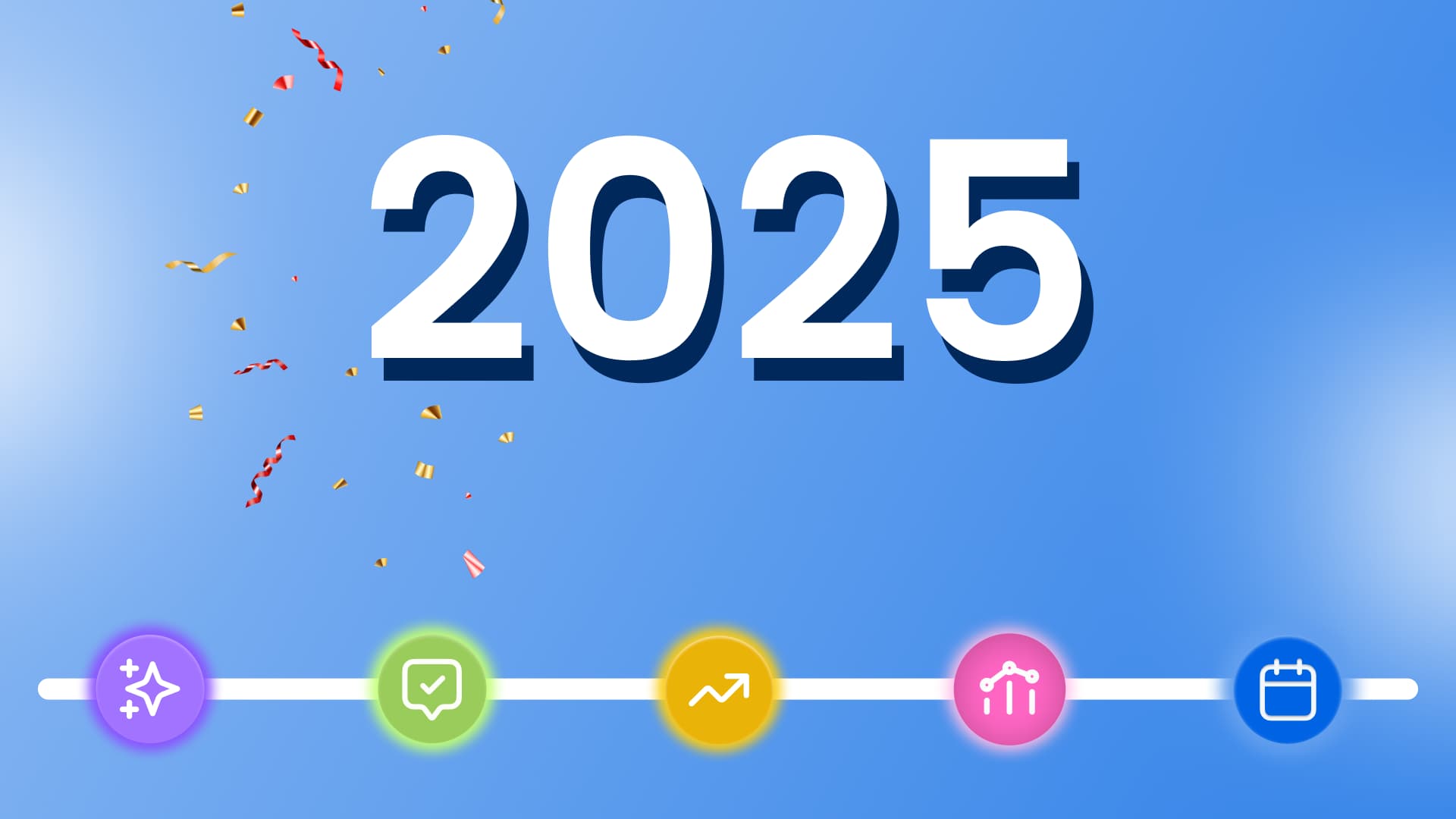 An illustration showing the year "2025" alongside different social media icons.