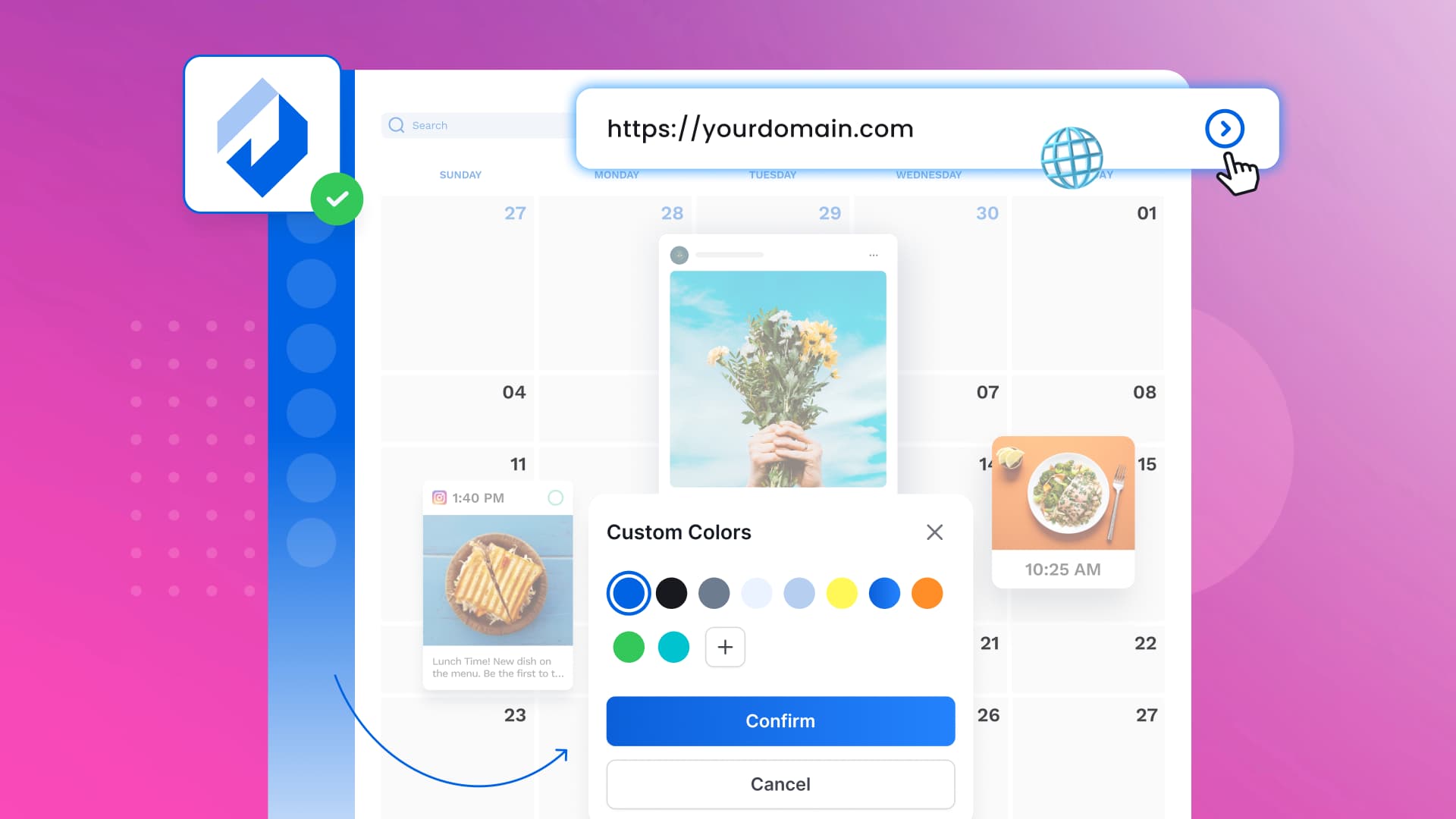 An illustration of a software getting white labeled to match an agency's branding.