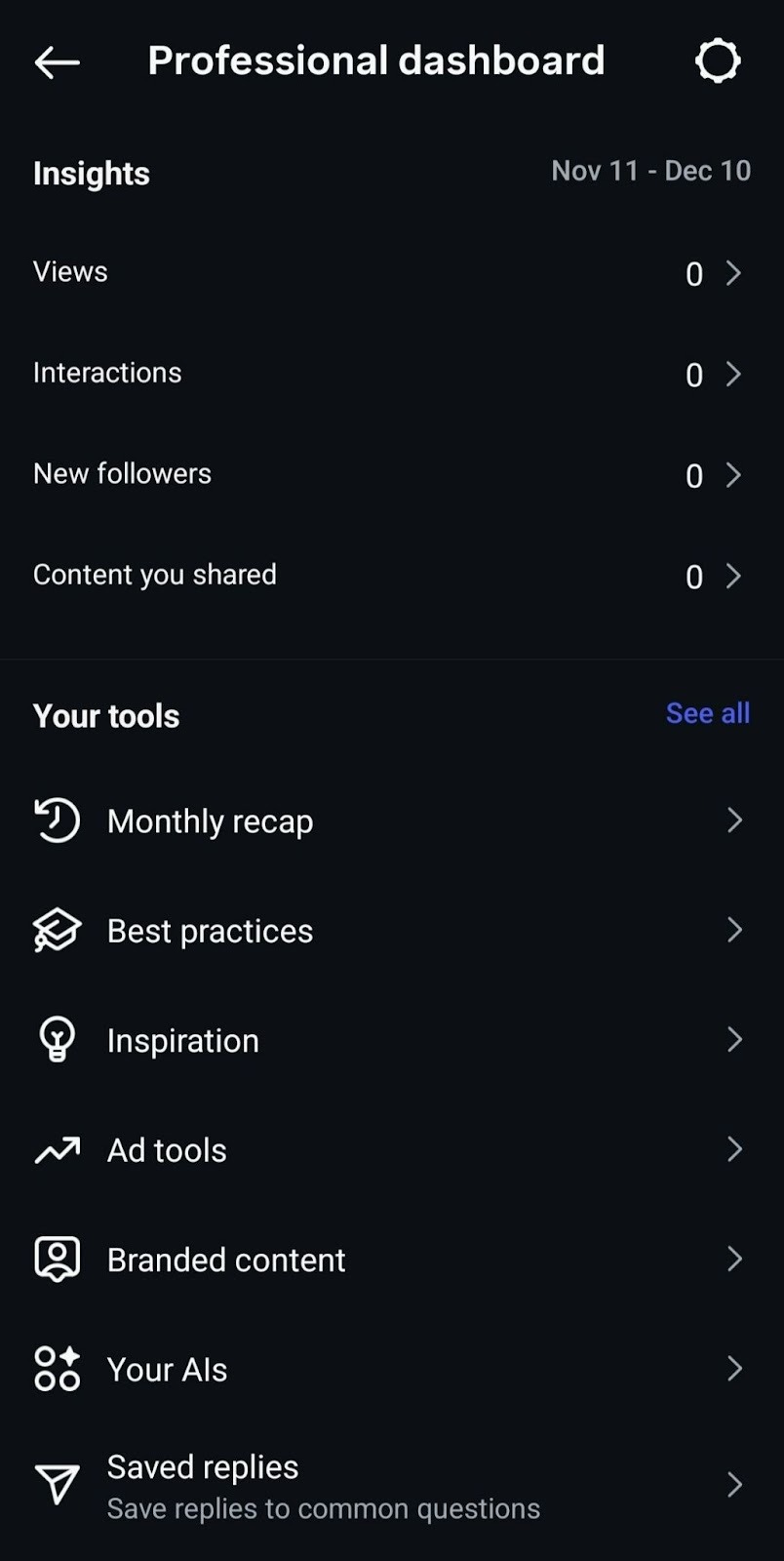 A screenshot showcasing Instagram insights in the mobile Instagram app.