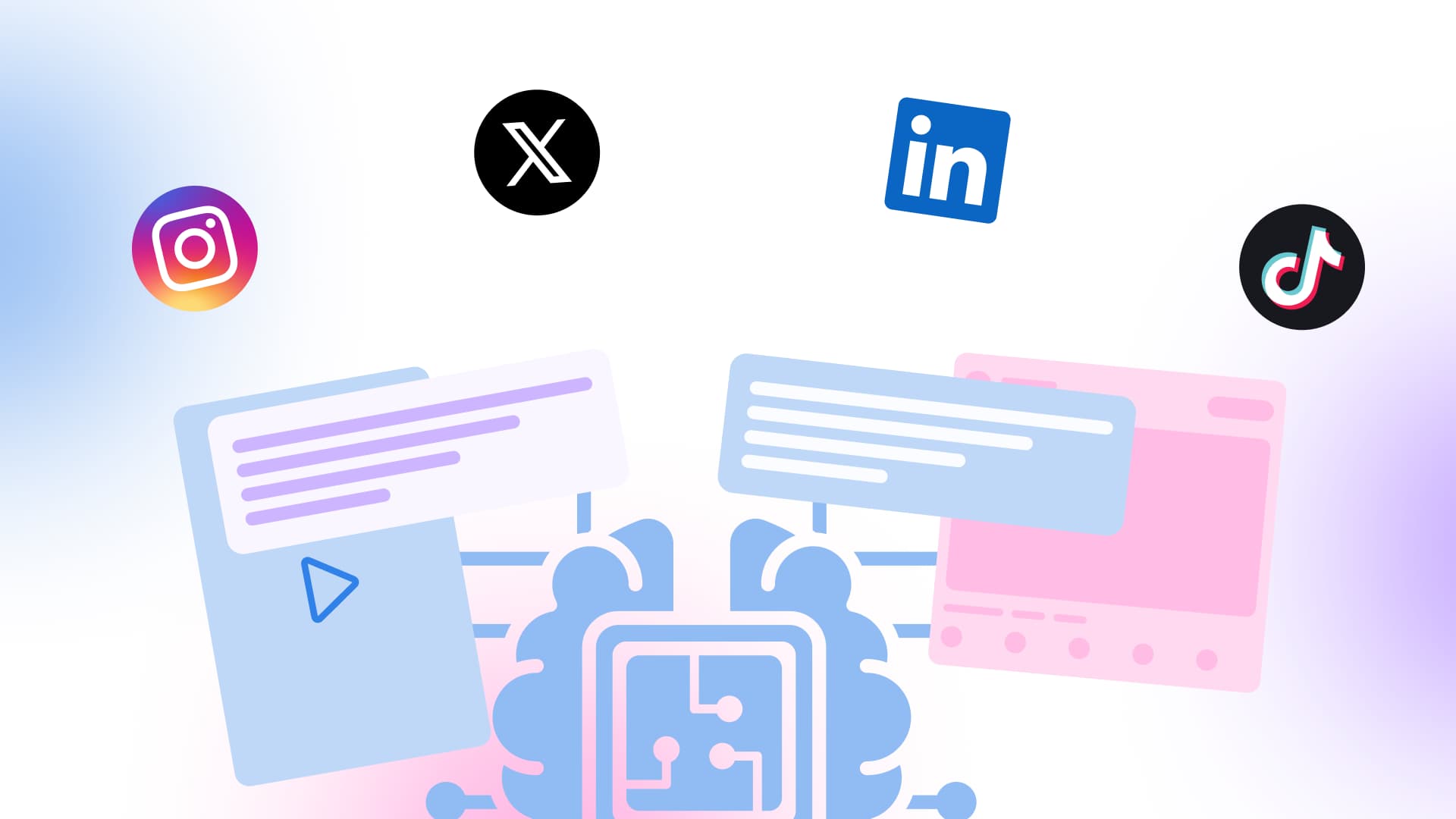 An illustration showcasing an AI brain creating content.