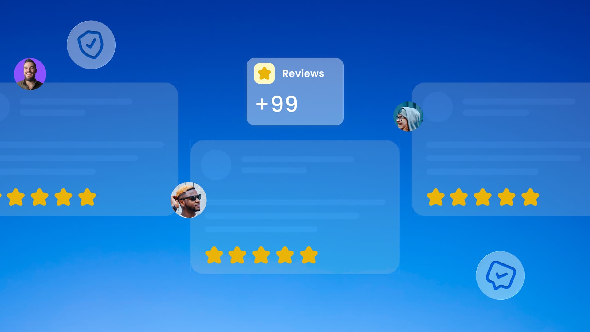 An illustration showcasing different examples of social proof like reviews and ratings.