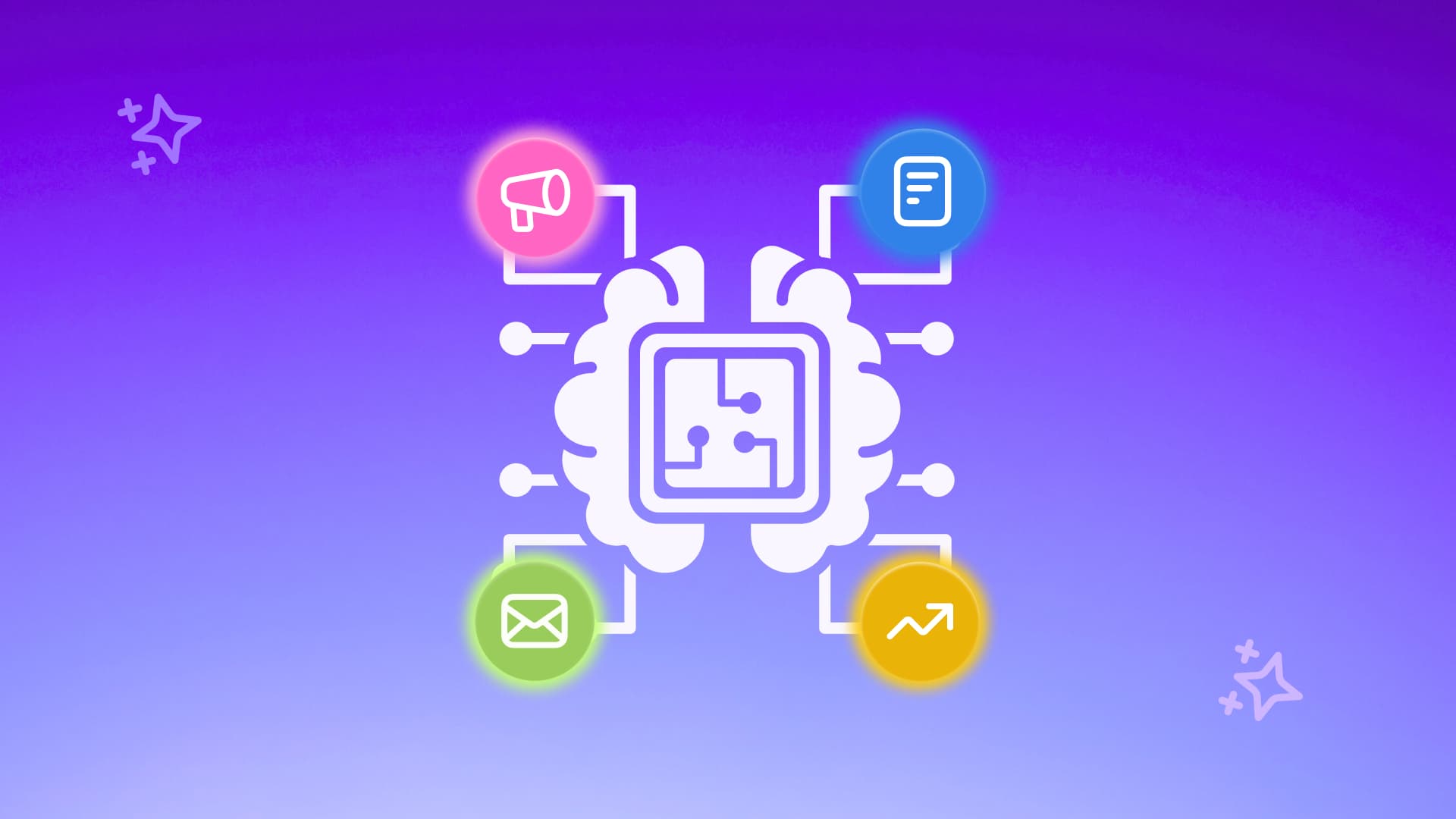 An illustration showcasing different elements of AI marketing.