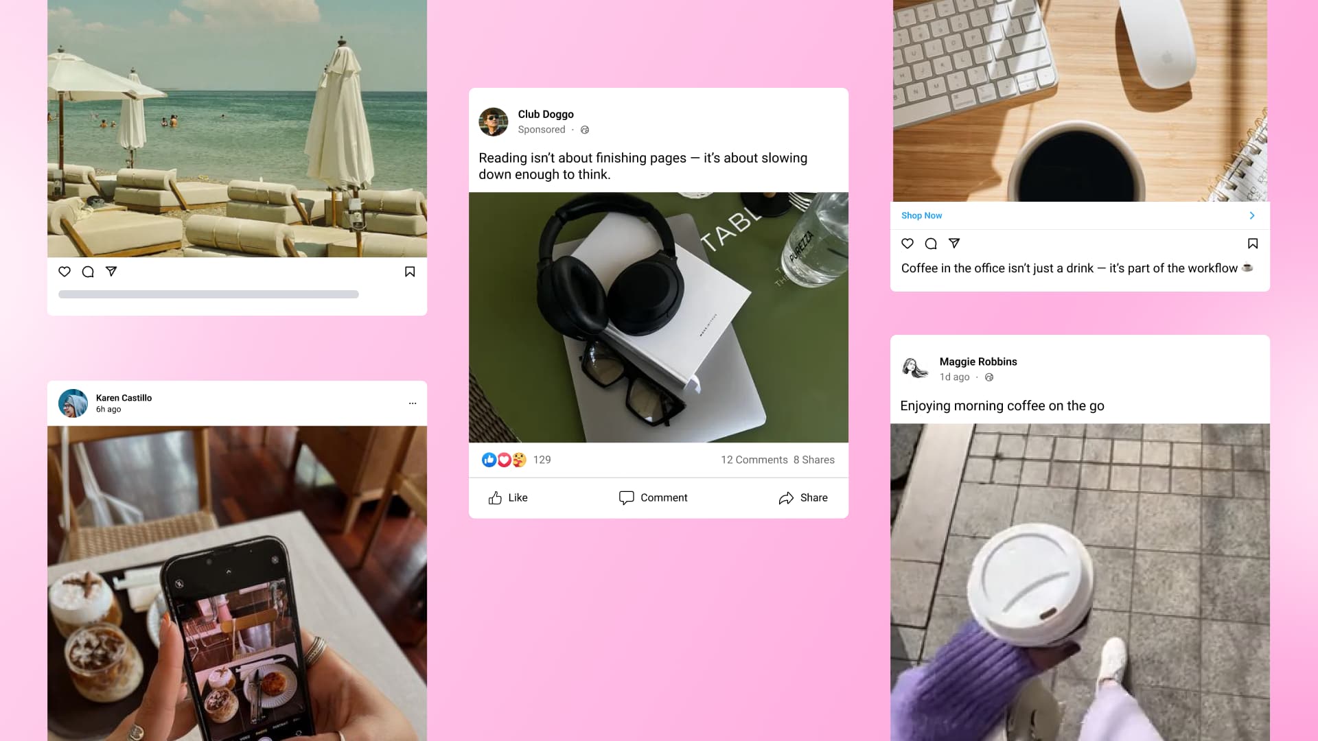 An illustration showcasing examples of user-generated posts on Instagram.