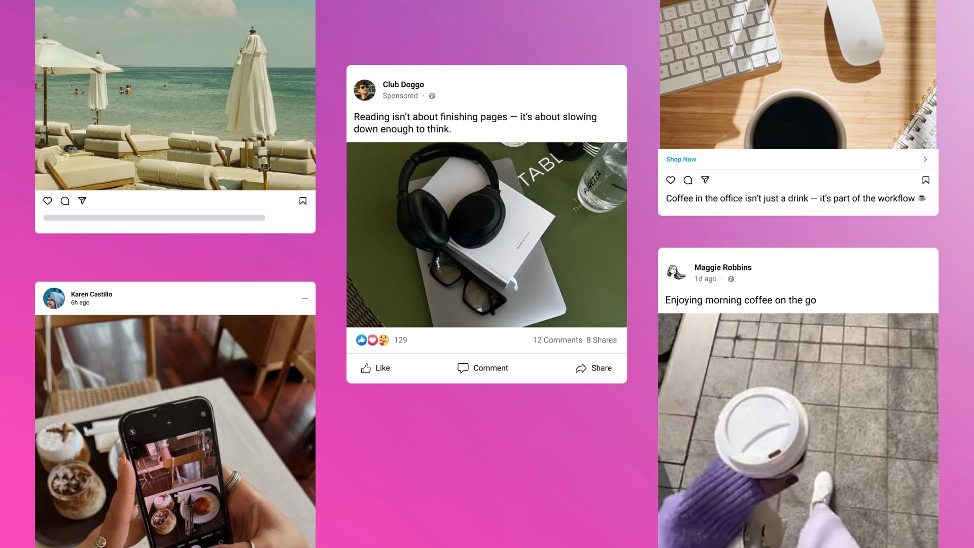 An illustration showcasing examples of user-generated posts on Instagram.