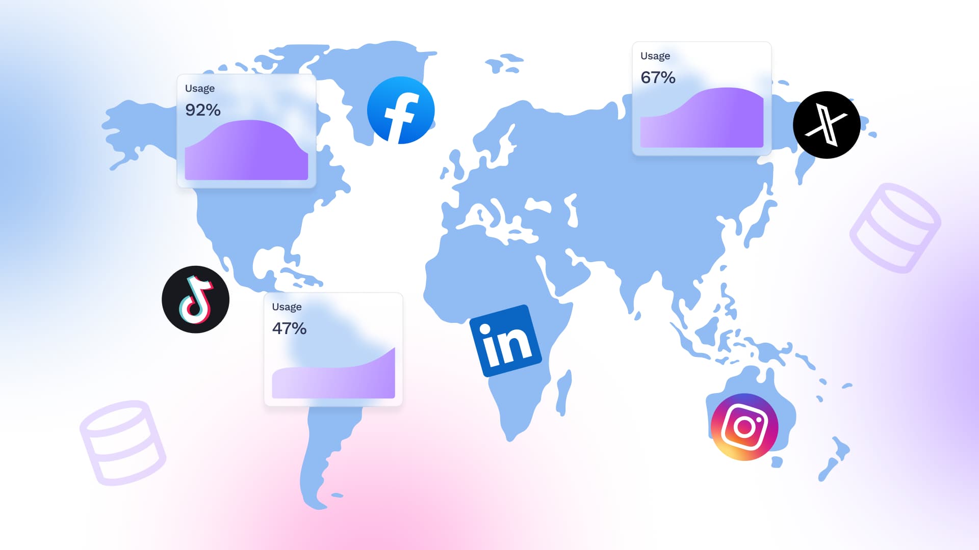 An illustration of global social media statistics.