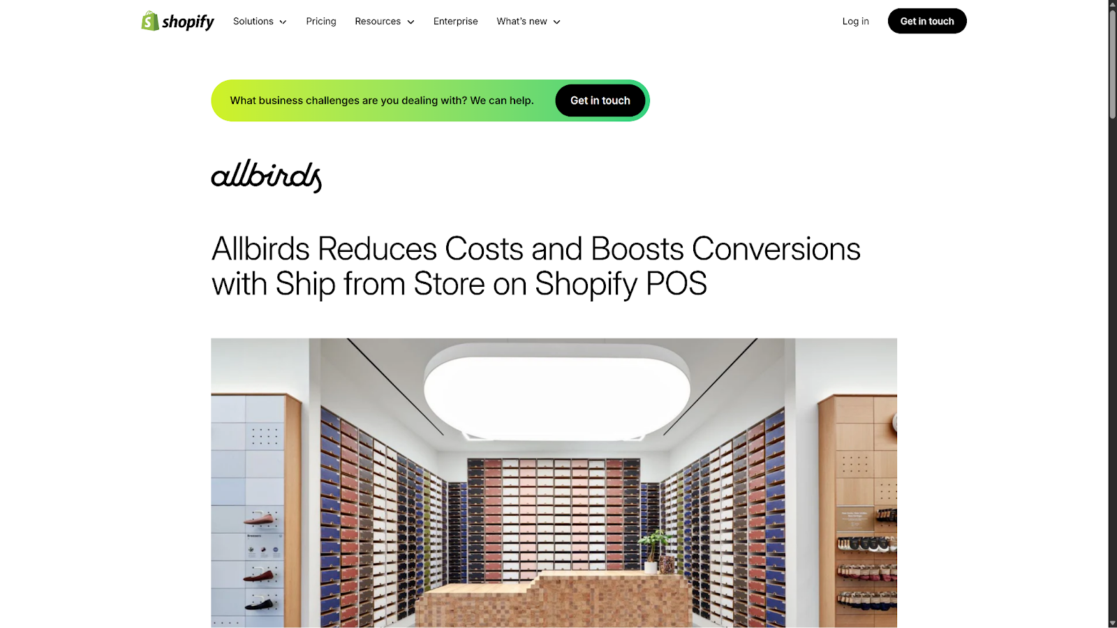 A screenshot of a Shopify case study on their website.