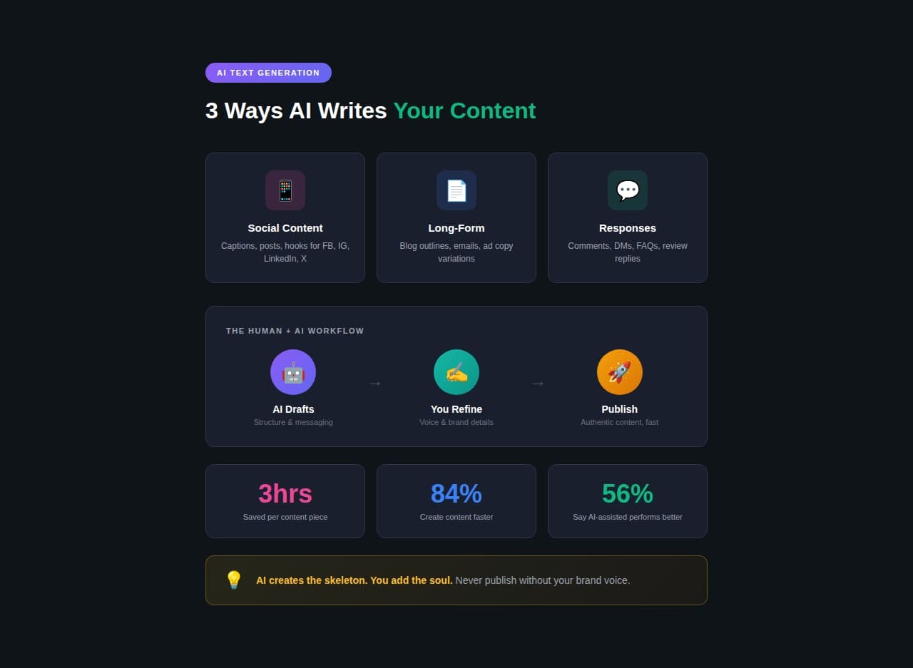 An infographic sharing three ways AI writes your content.