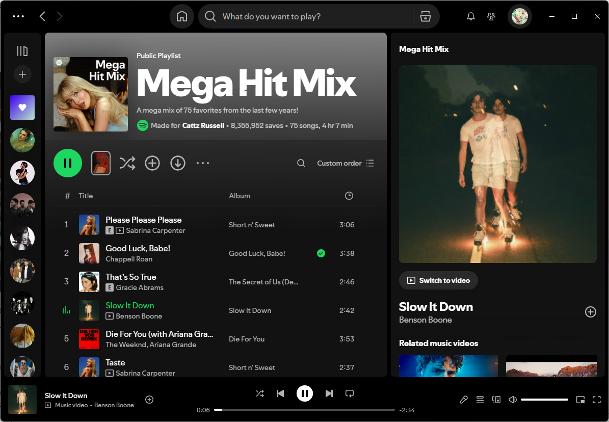 A screenshot of a Spotify playlist showcasing how many listeners have saved it.