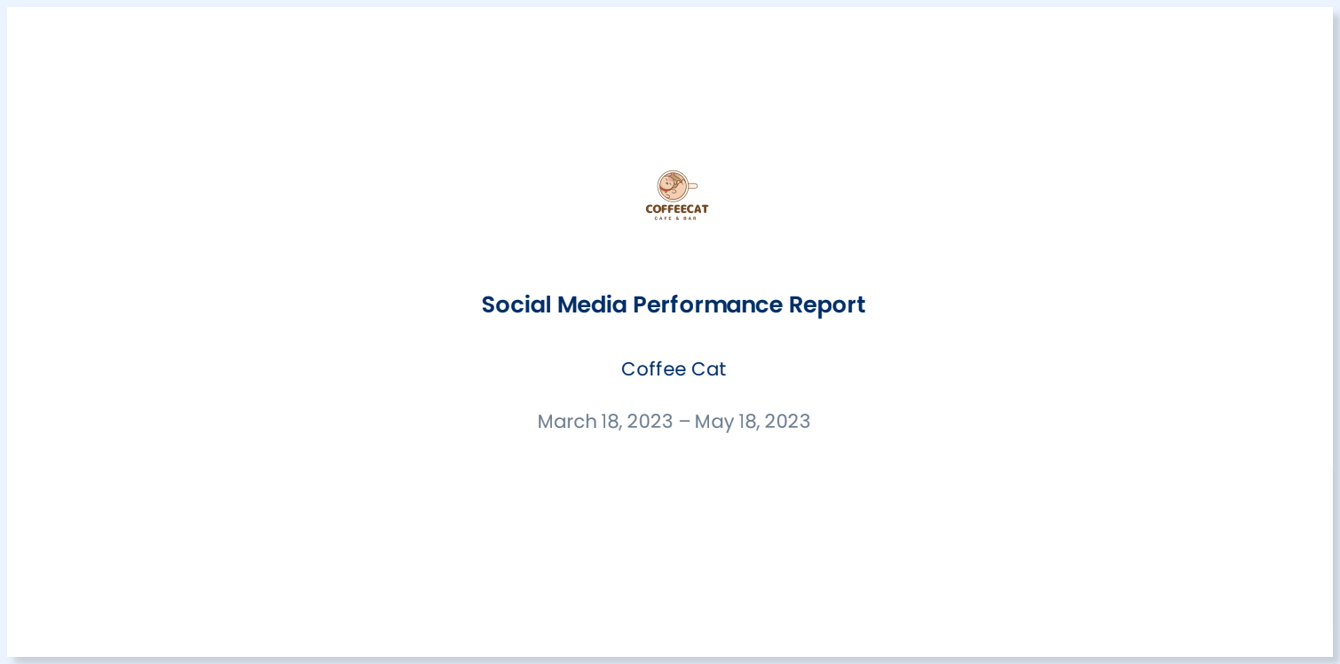 A white labeled social media performance report generated with Vista Social.