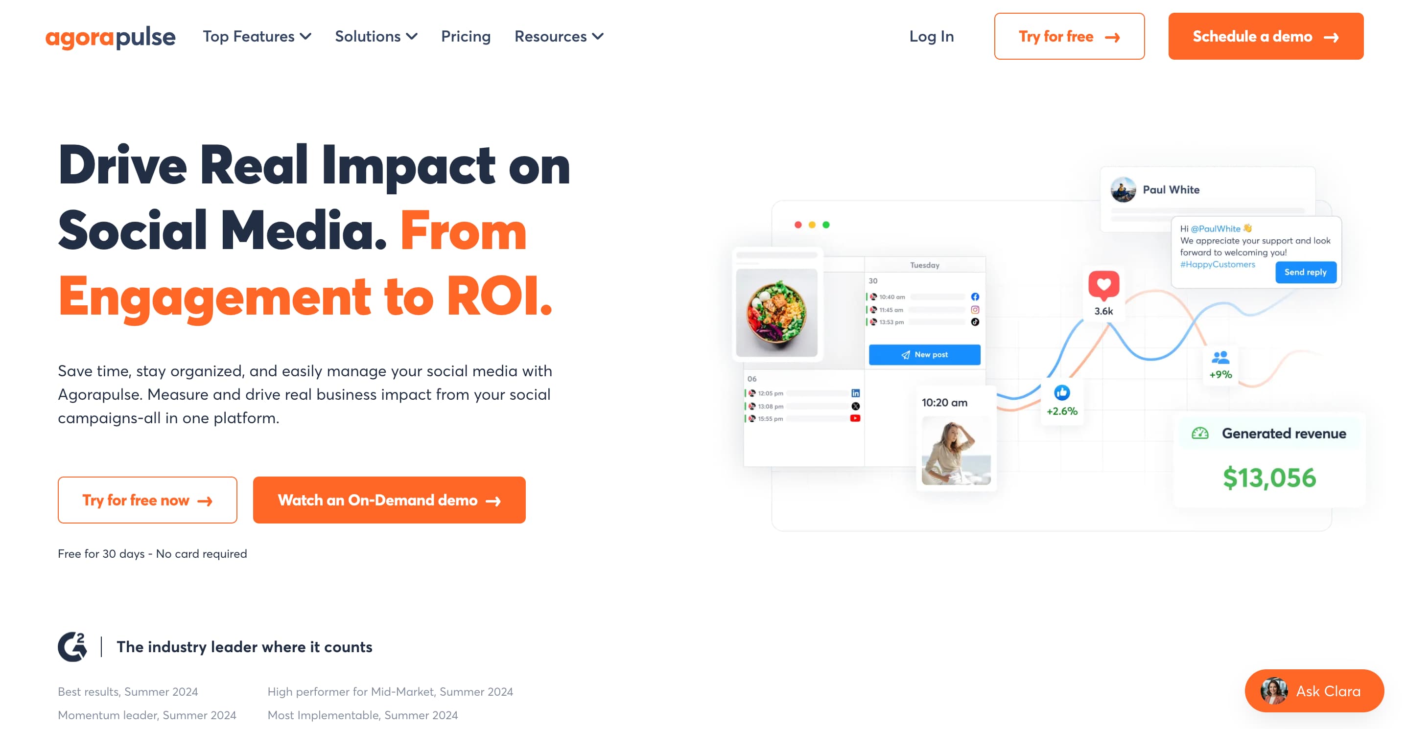 Social media automation tool Agorapulse's website.