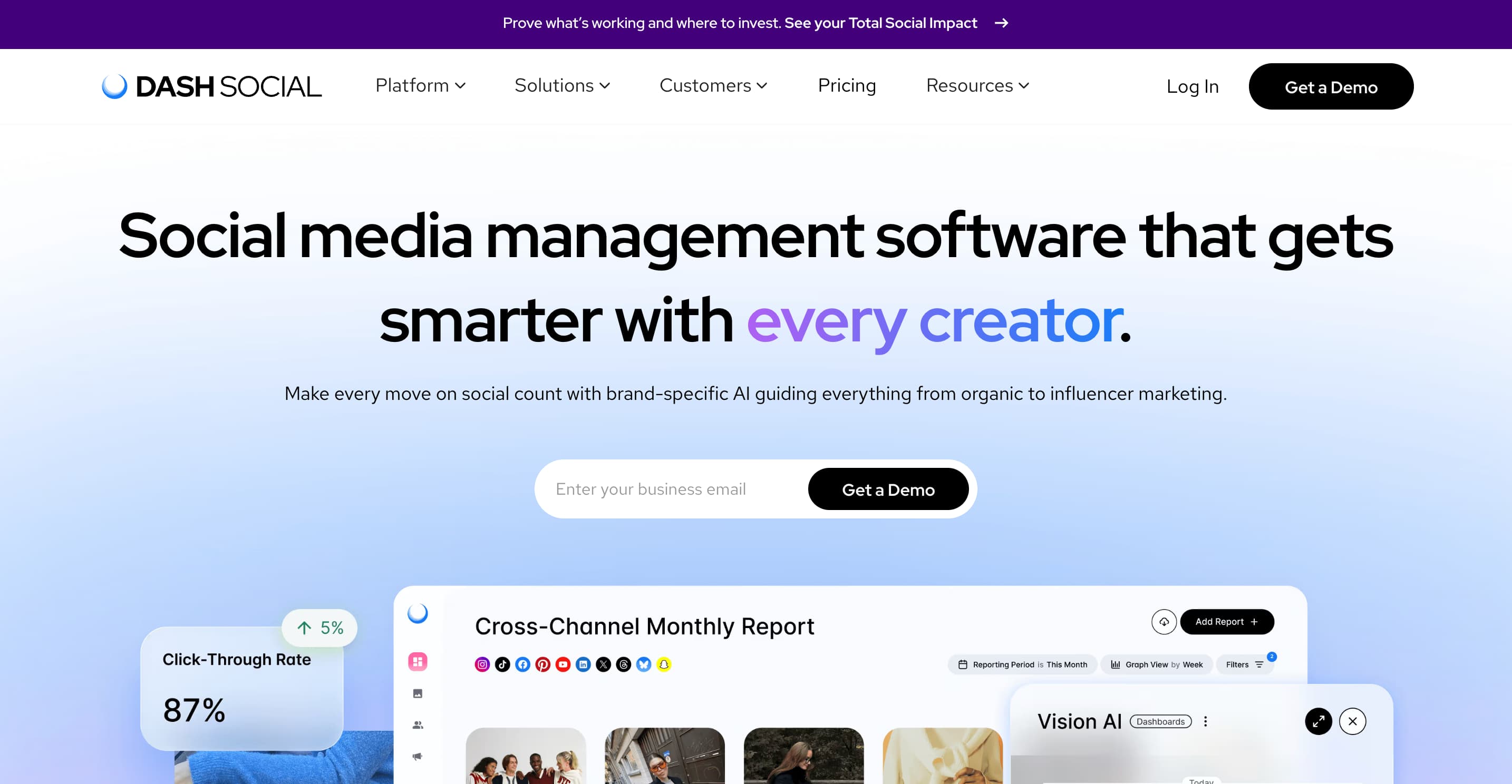 Social media automation tool Dash Social's website.