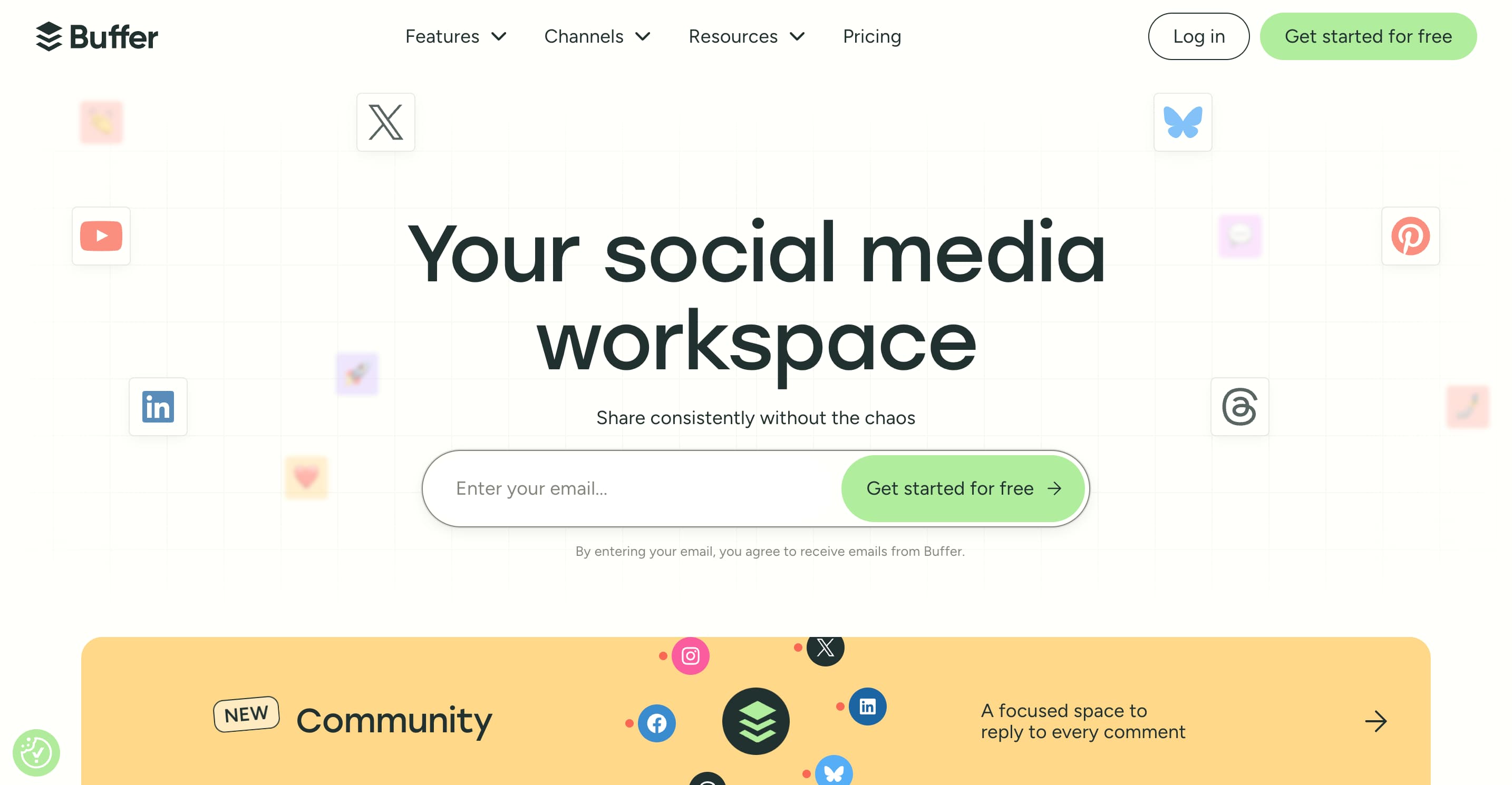 Social media automation tool Buffer's website.