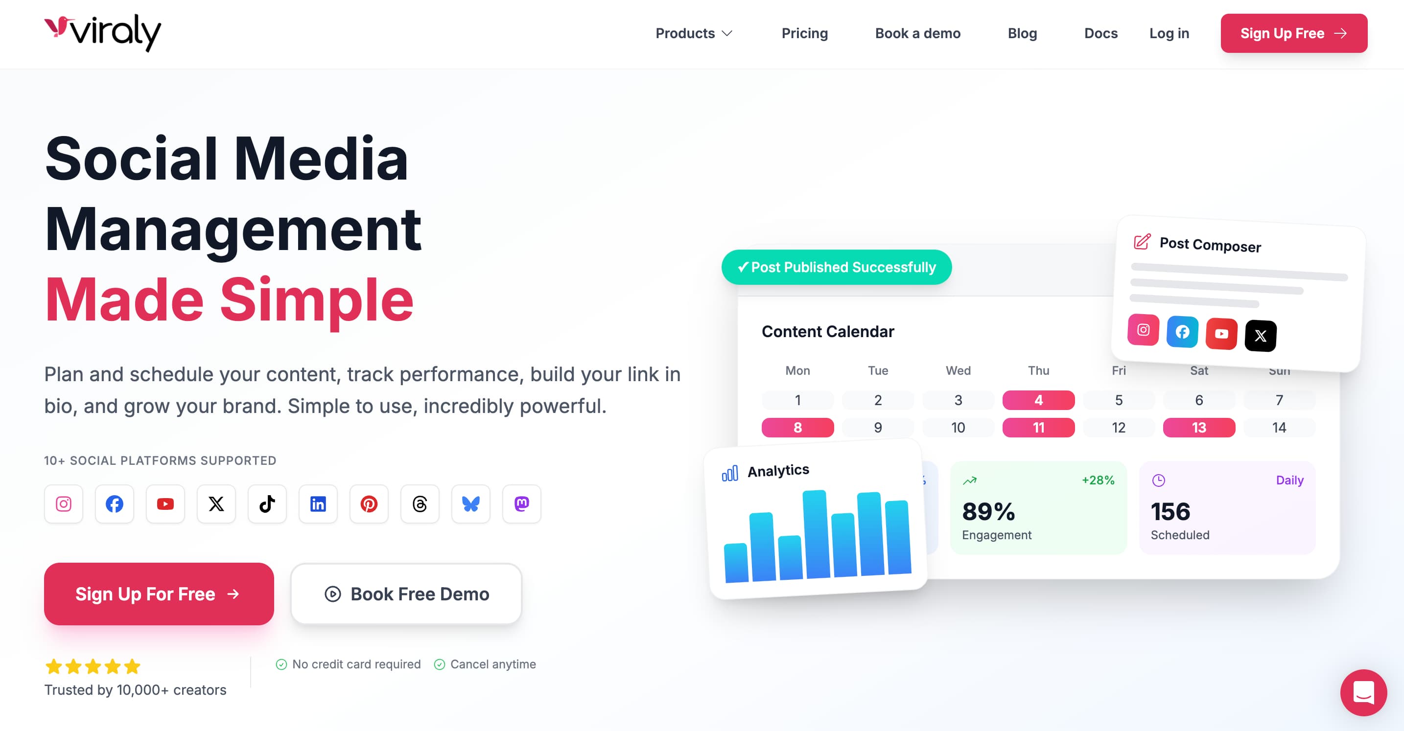 Social media automation tool Viraly's website.