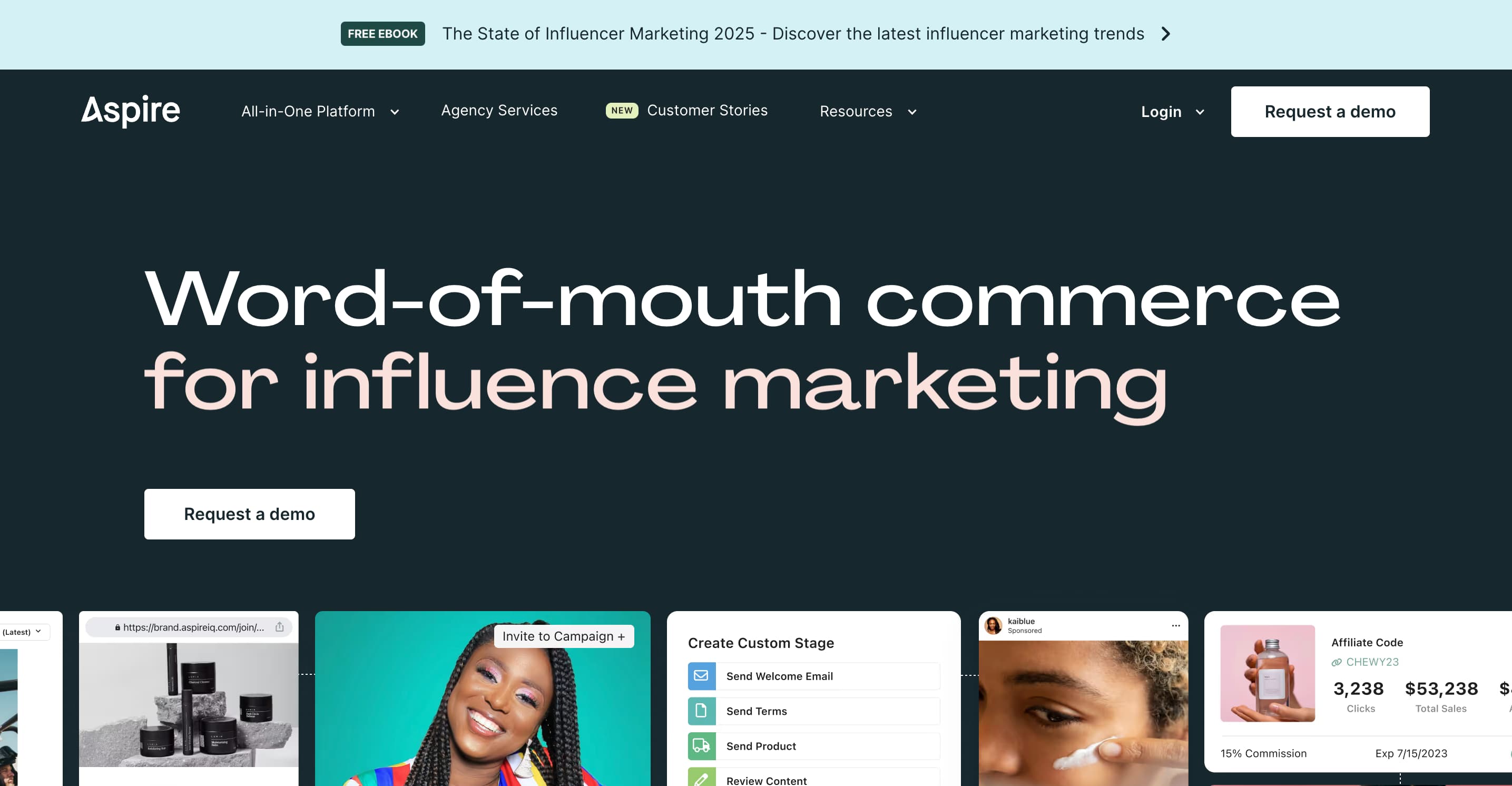 A screenshot of the Aspire website.