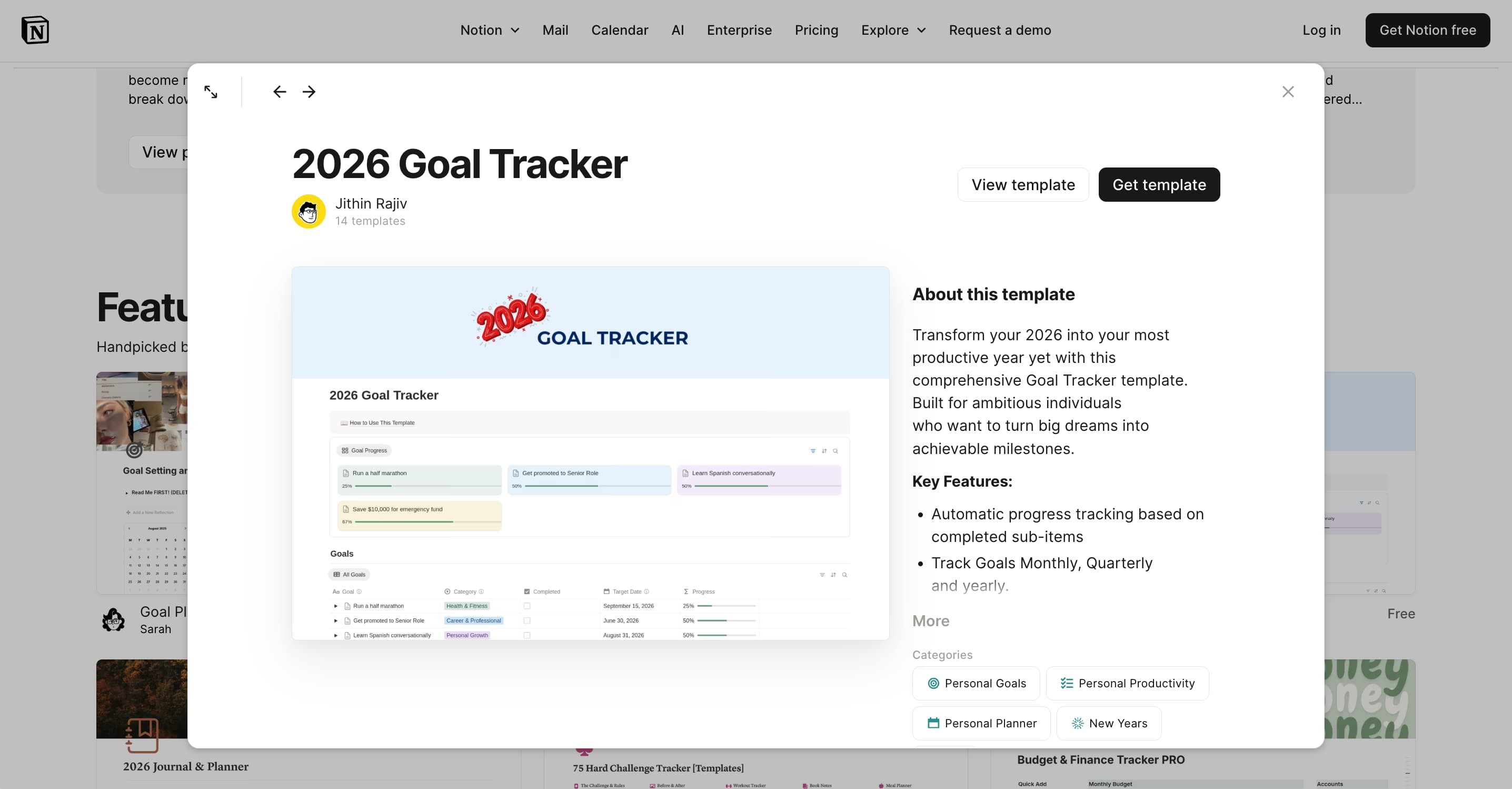 A screenshot of a user-created Notion template.