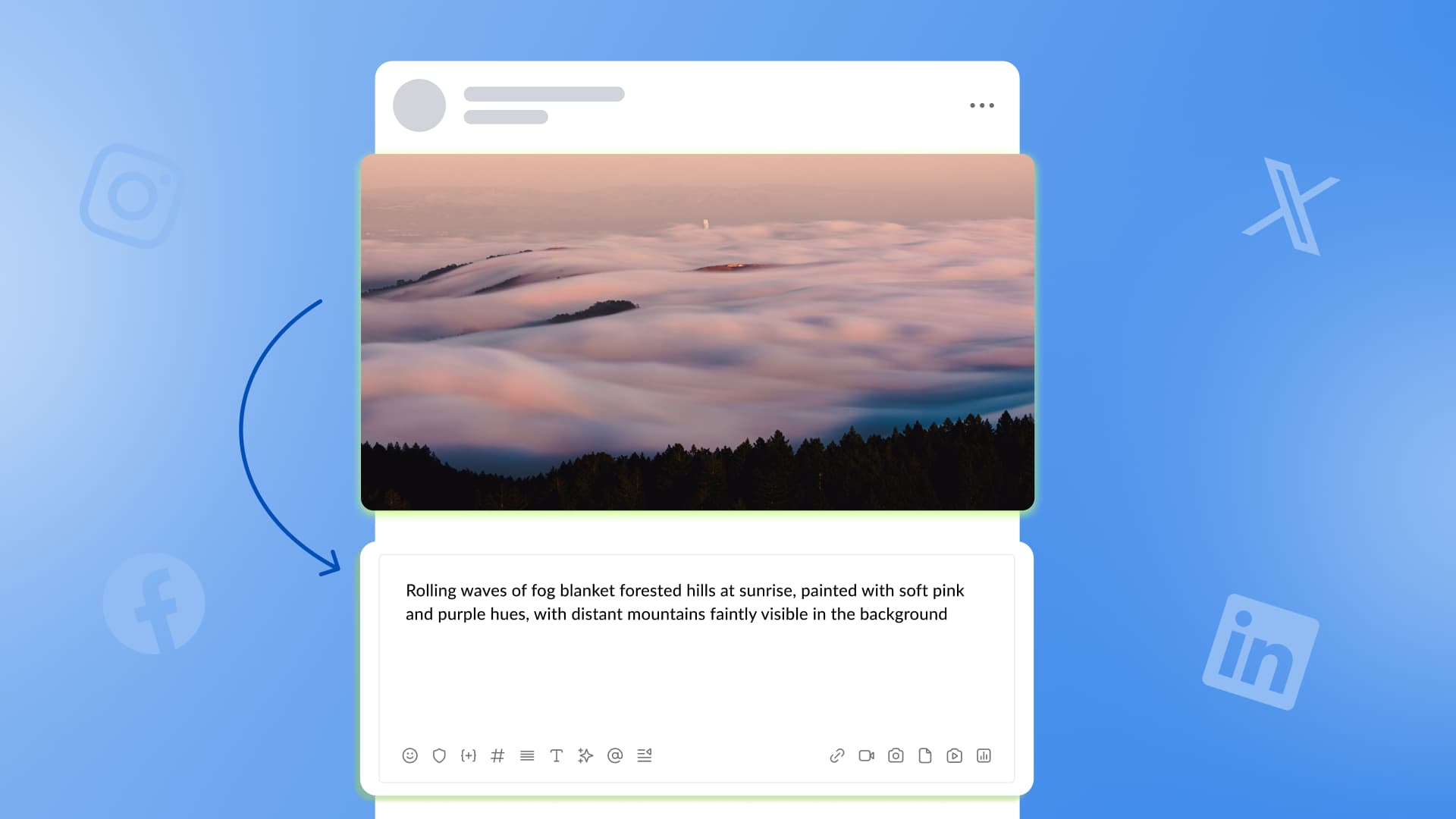 An illustration showcasing a social media post and its alt text.
