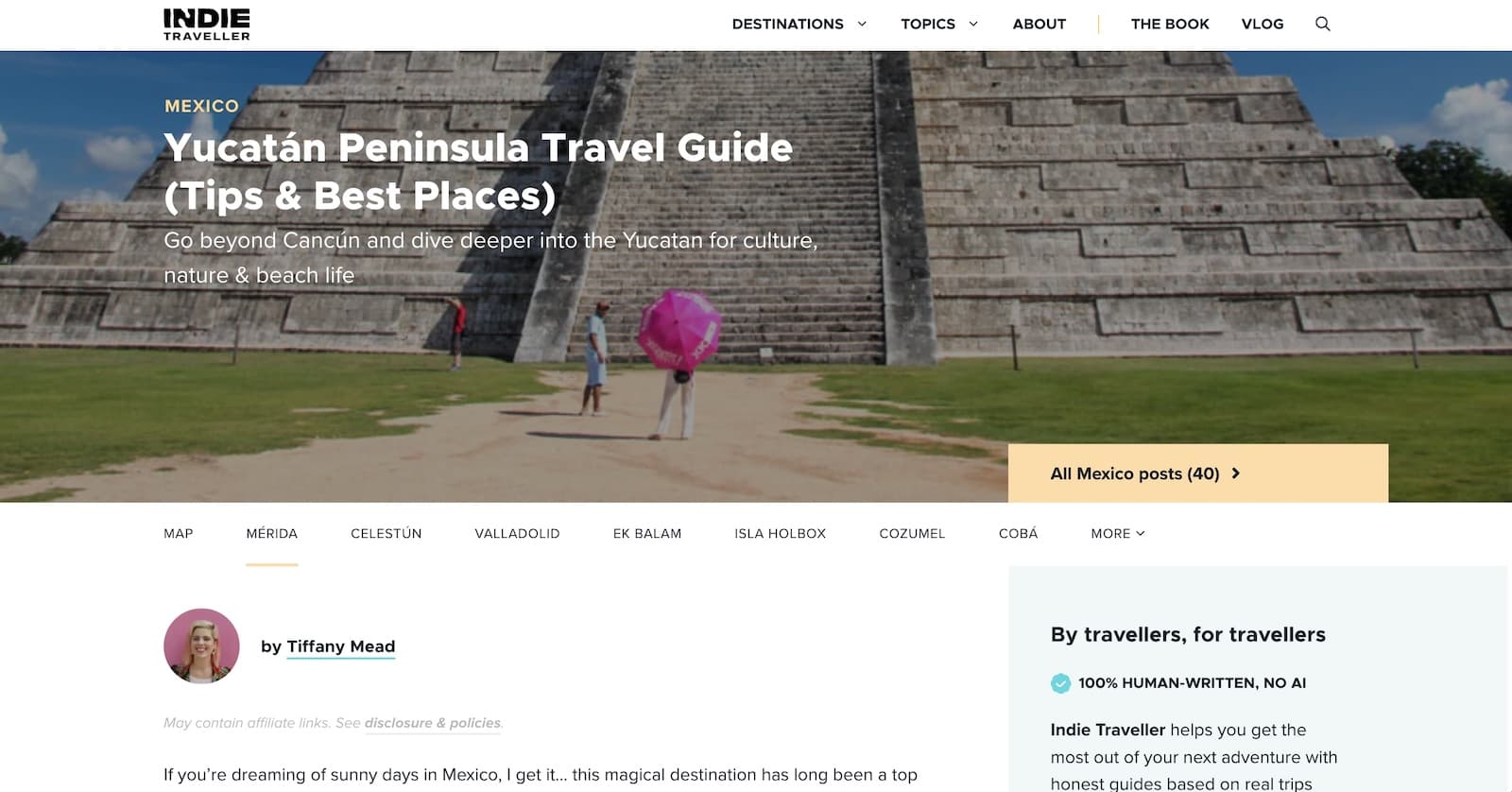 A Yucatan travel guide blog post.