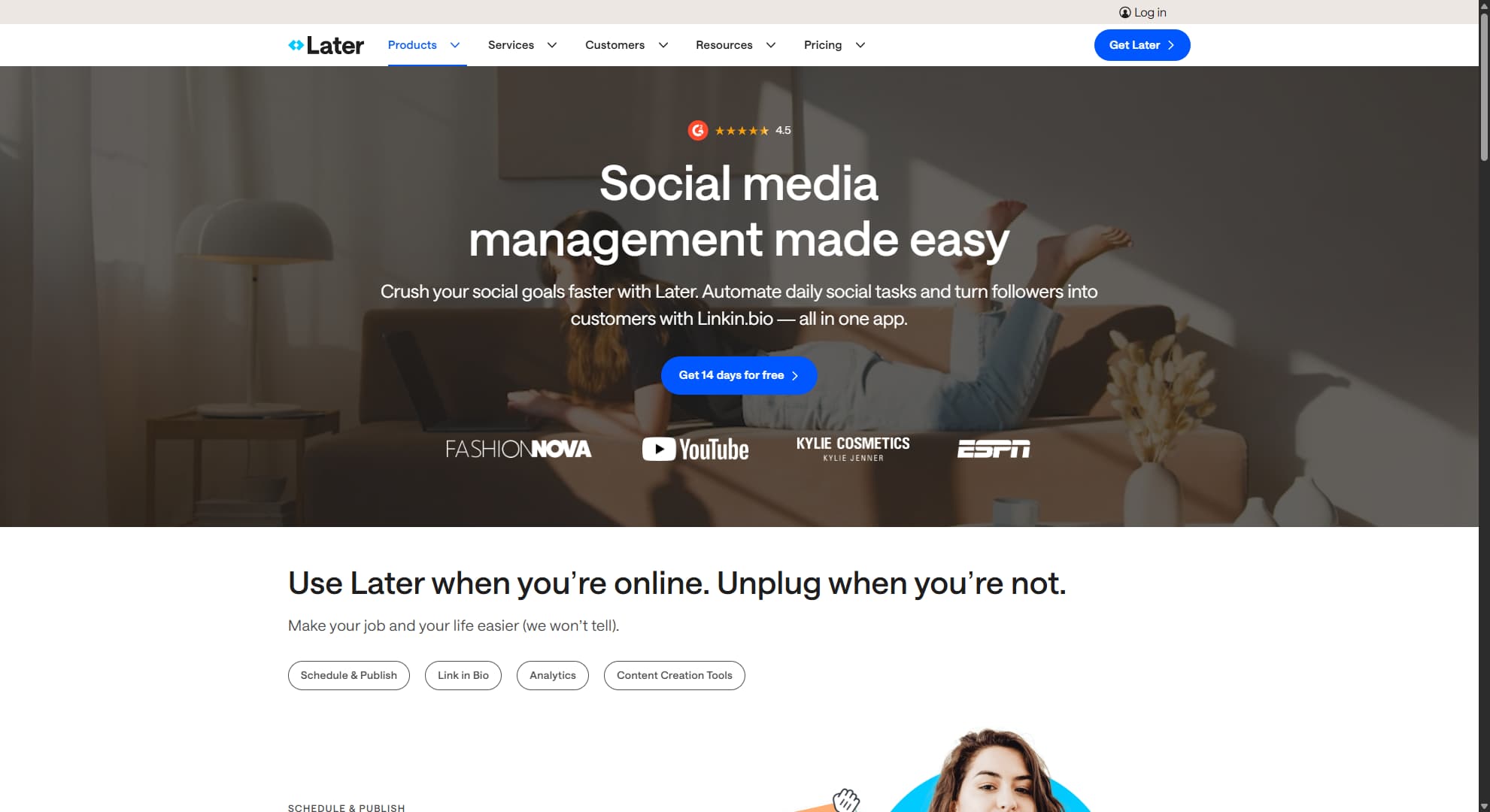 Hootsuite alternative Later's website.