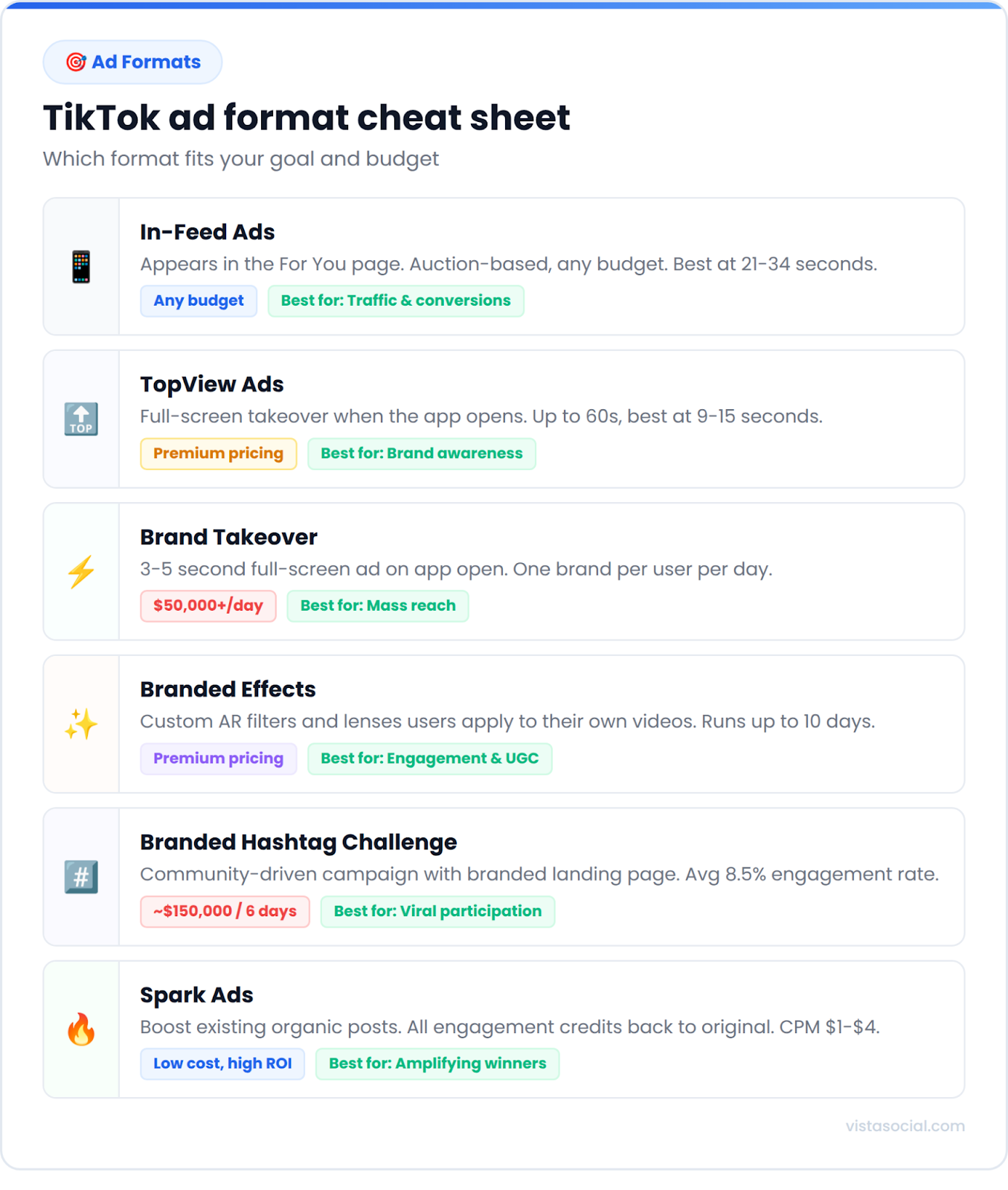 An infographic sharing different types of TikTok ads brands can choose from.