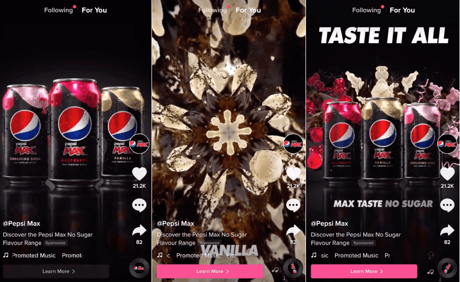 A screenshot of a Brand Takeover TikTok ad from Pepsi.