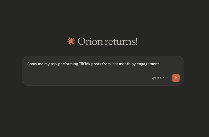 A screenshot of Claude's interface asking a question about TikTok performance via Vista Social MCP.