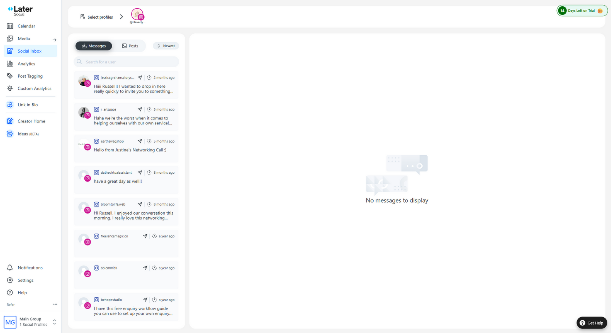 The social inbox in Later.