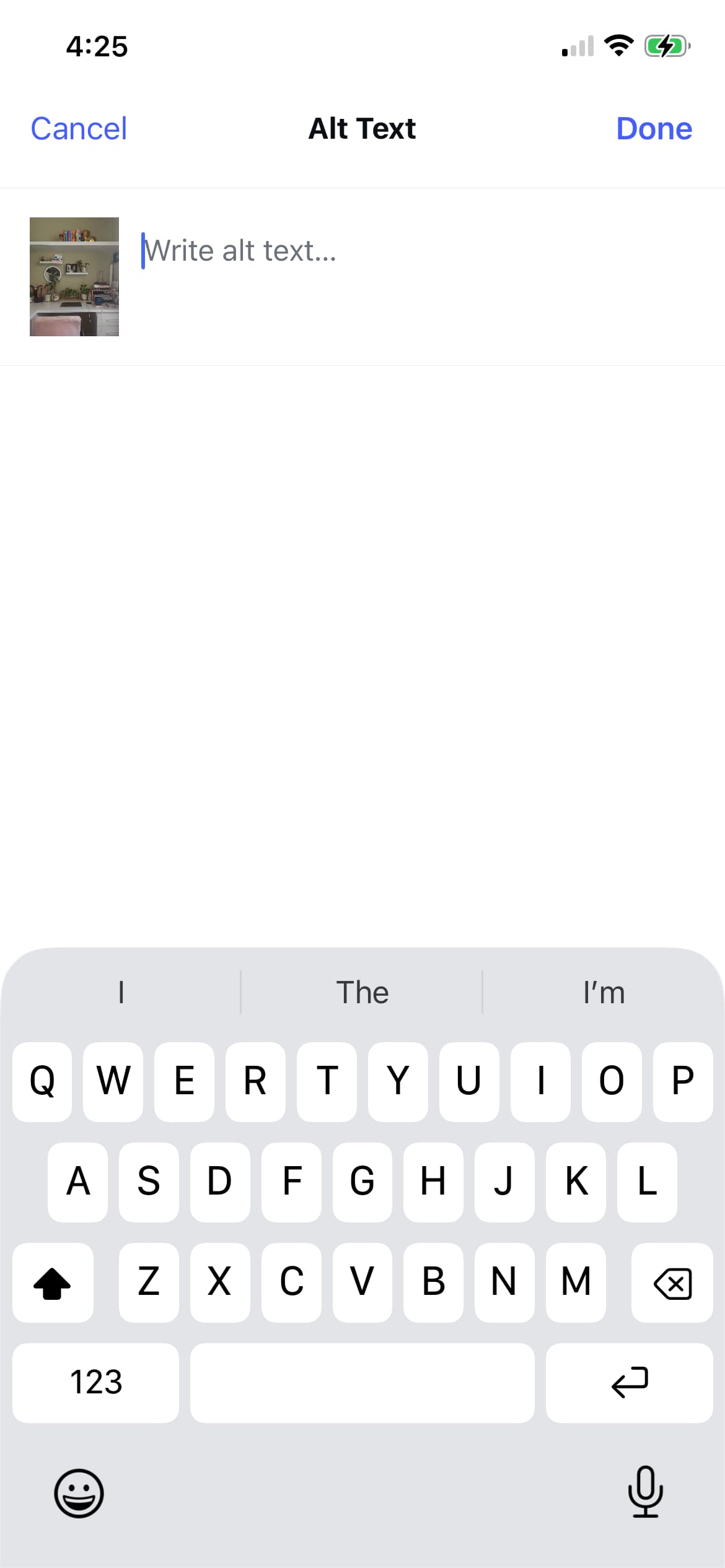 The alt text interface in the Instagram app.