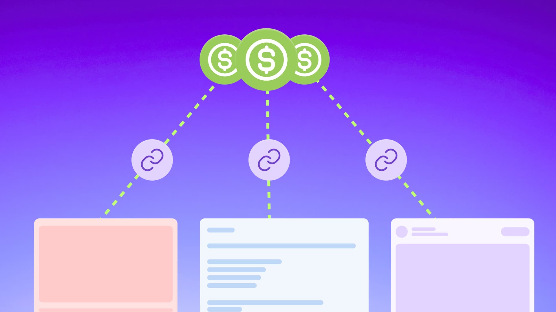 An illustration showcasing earnings coming from different affiliate links from the best affiliate programs.