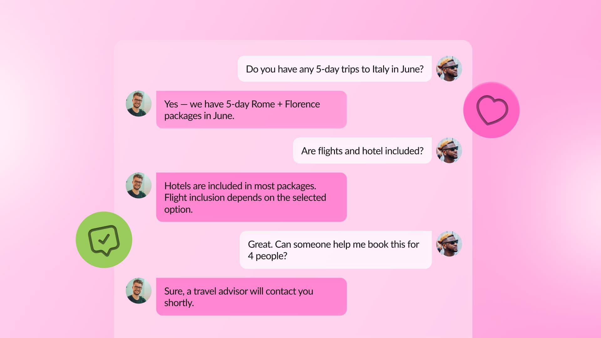An illustration of a customer service conversation happening on social media.
