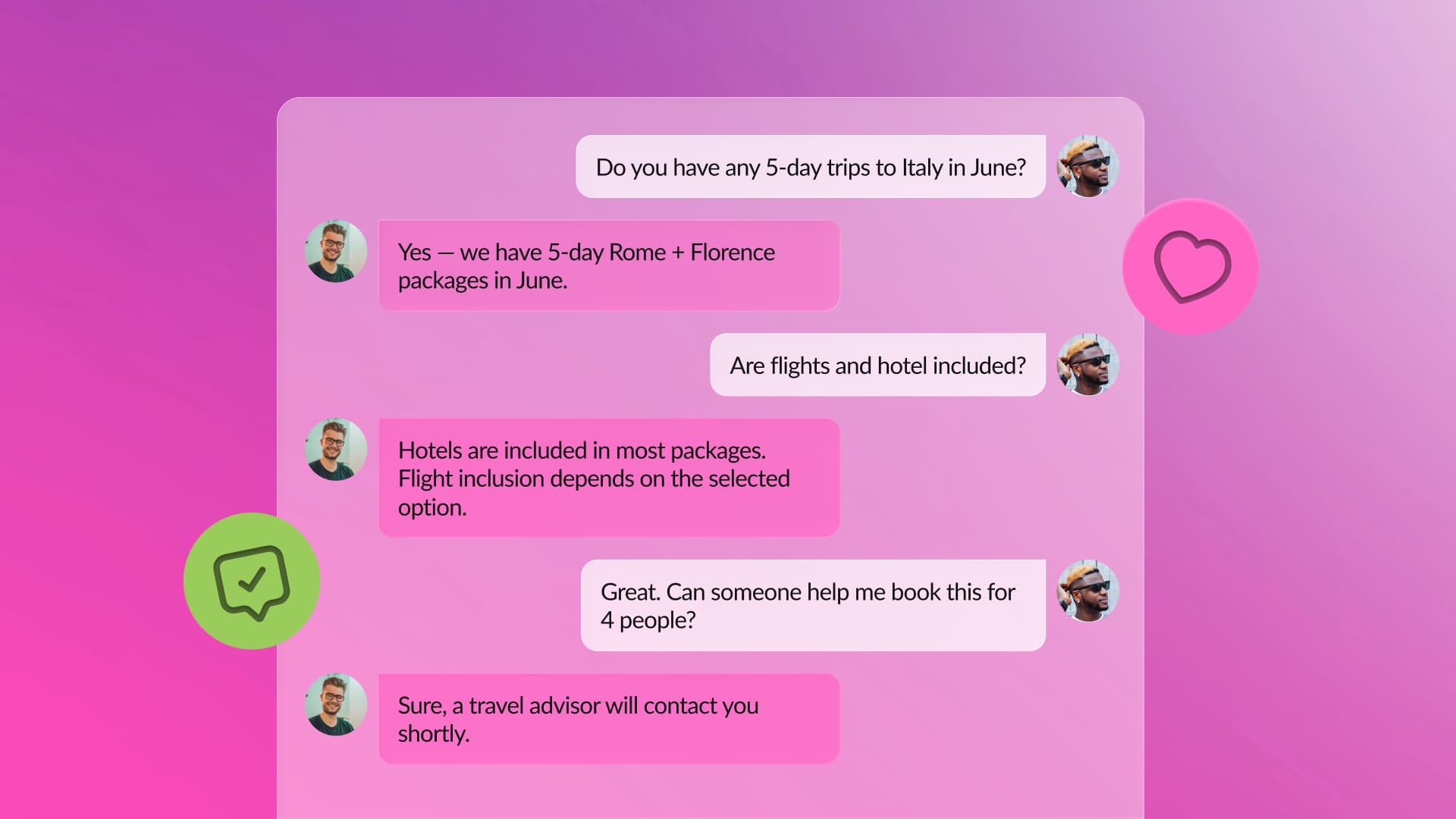 An illustration of a customer service conversation happening on social media.
