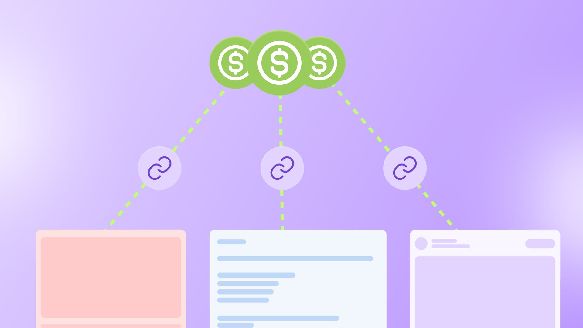 An illustration showcasing earnings coming from different affiliate links from the best affiliate programs.