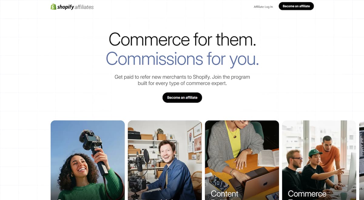 Shopify's affiliate program details page.