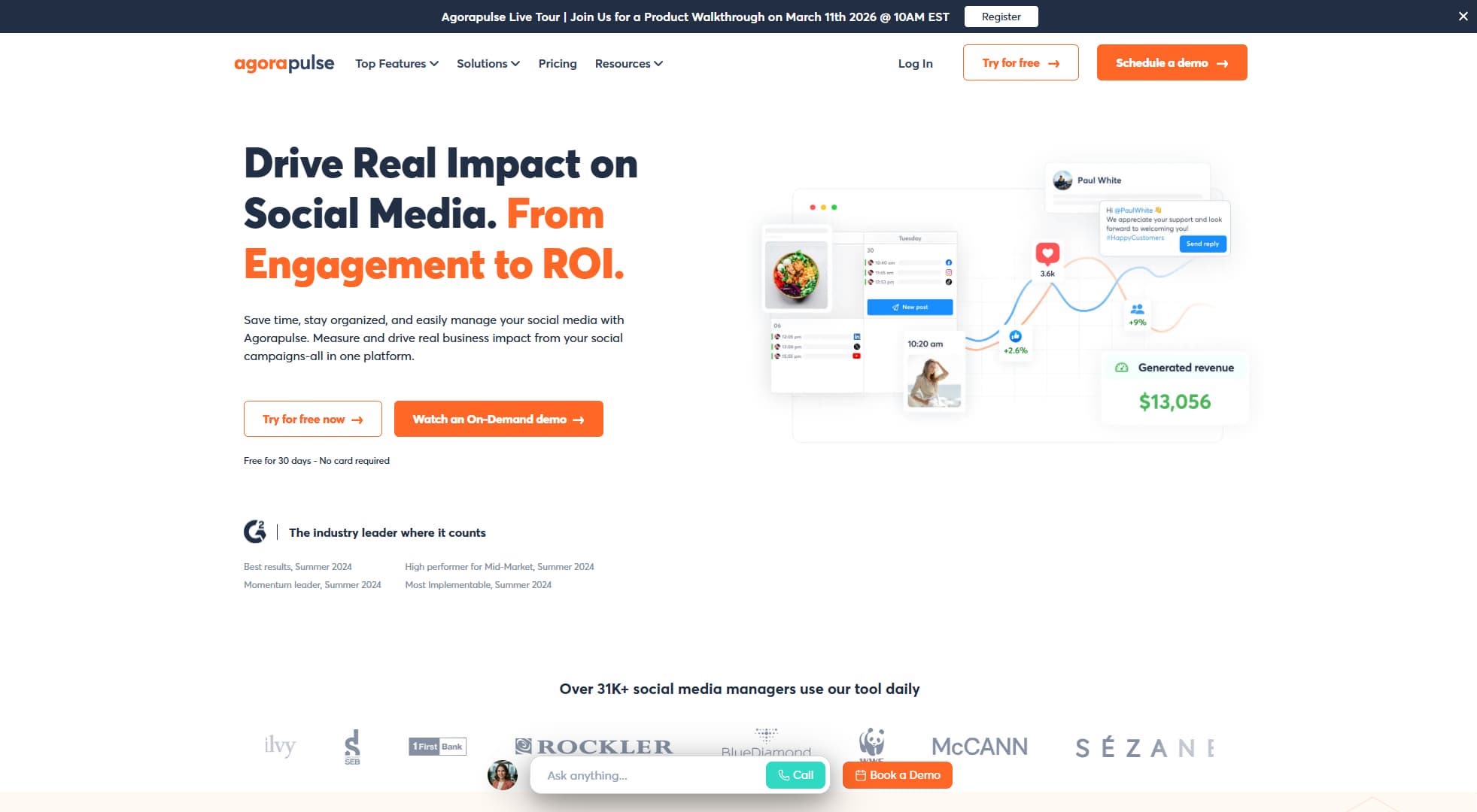 Community management tool Agorapulse's website.