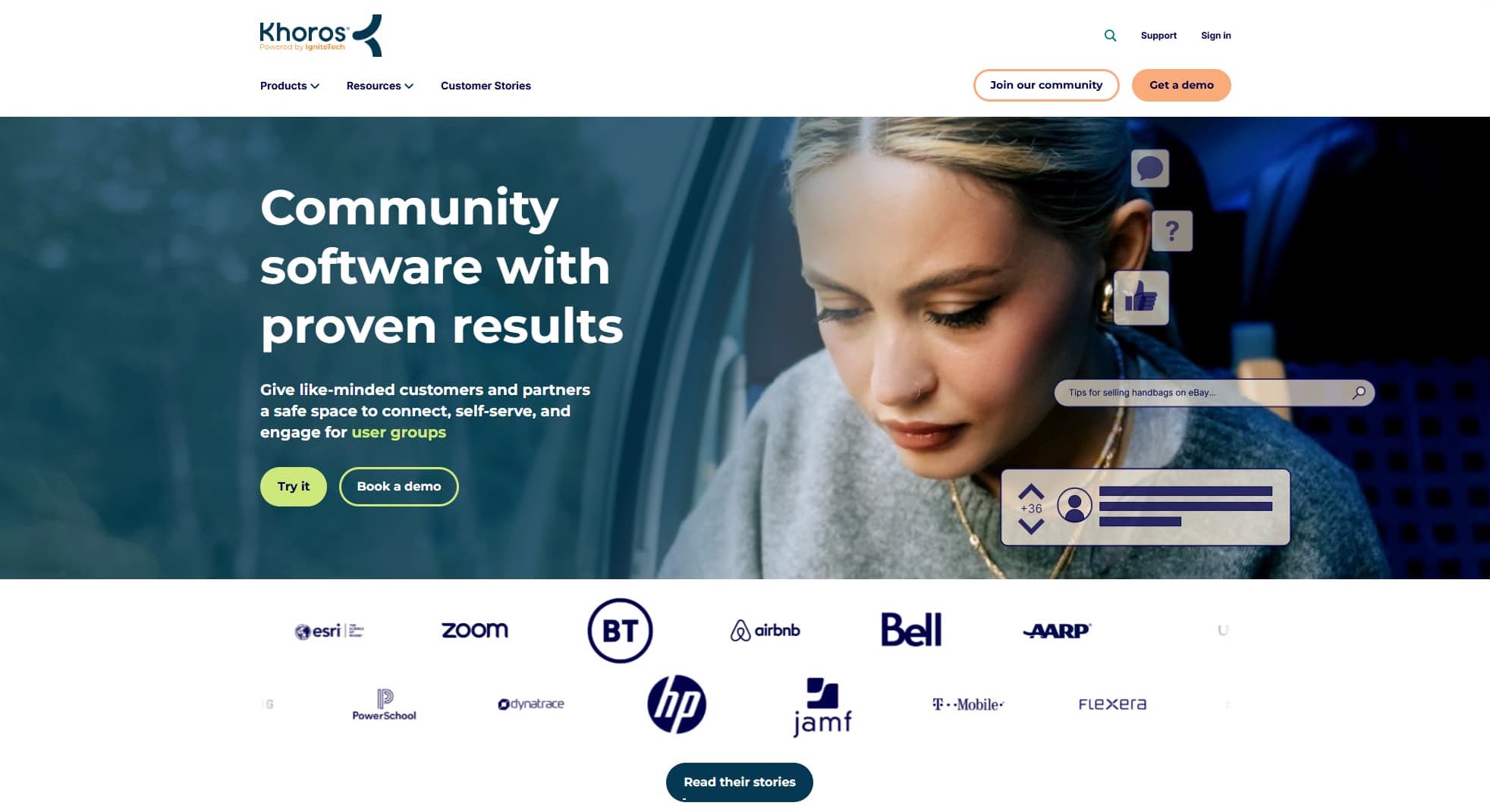 Community management tool Khoros's website.
