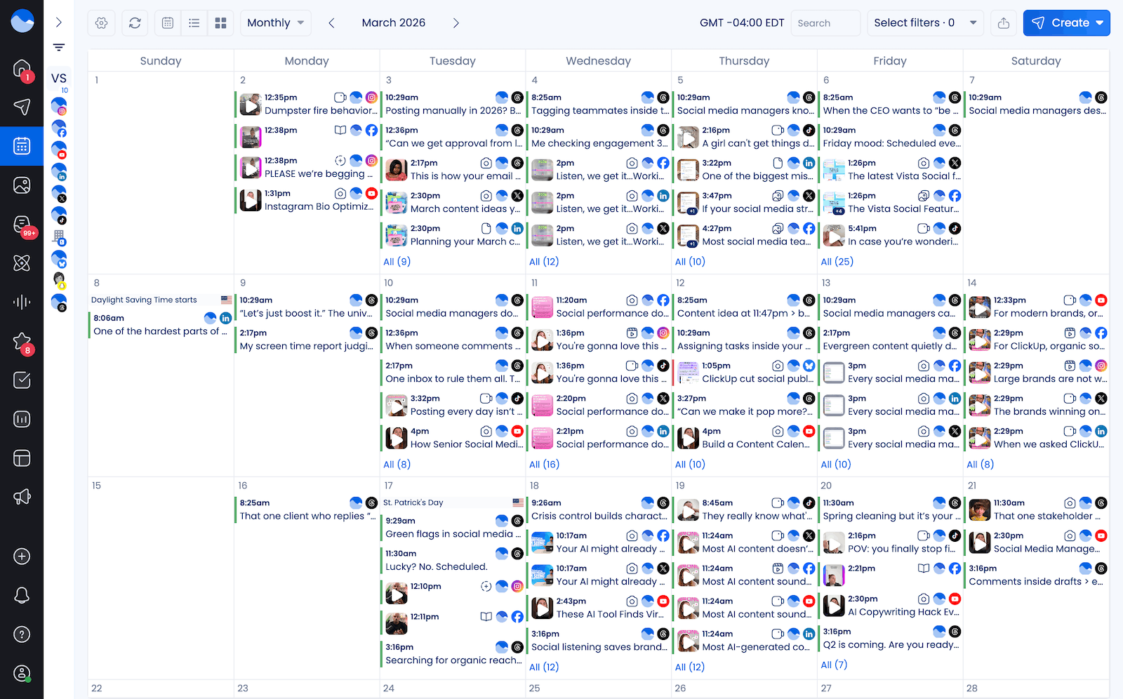 The Vista Social content calendar.