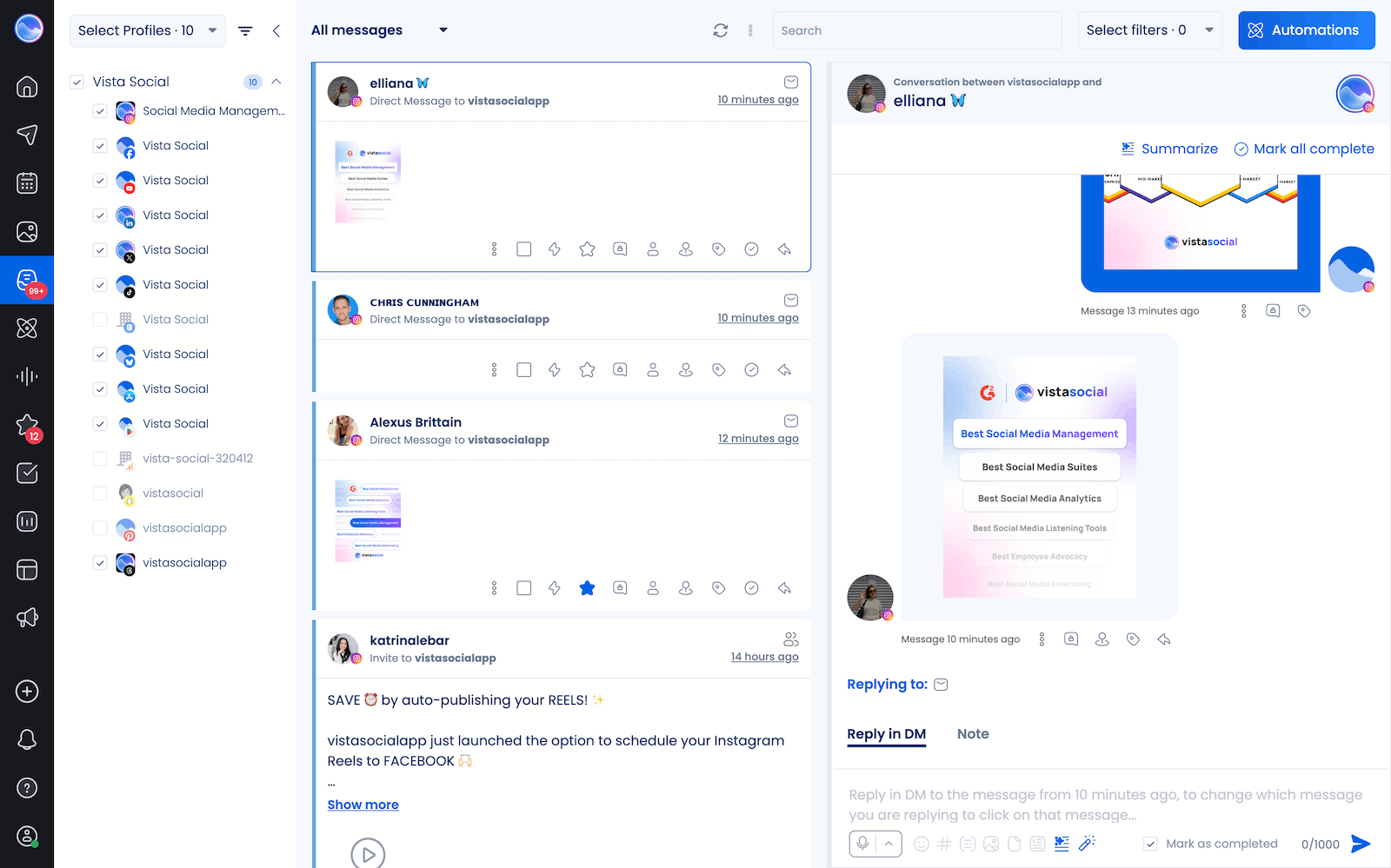 The Vista Social unified inbox.