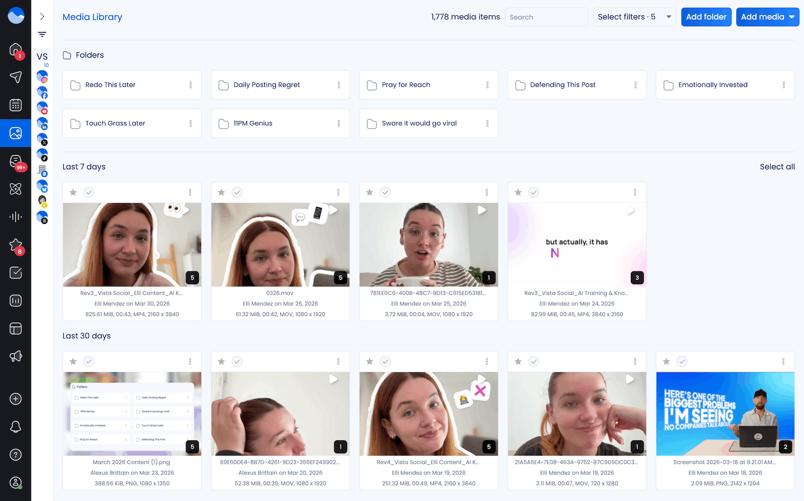 The Vista Social media library.