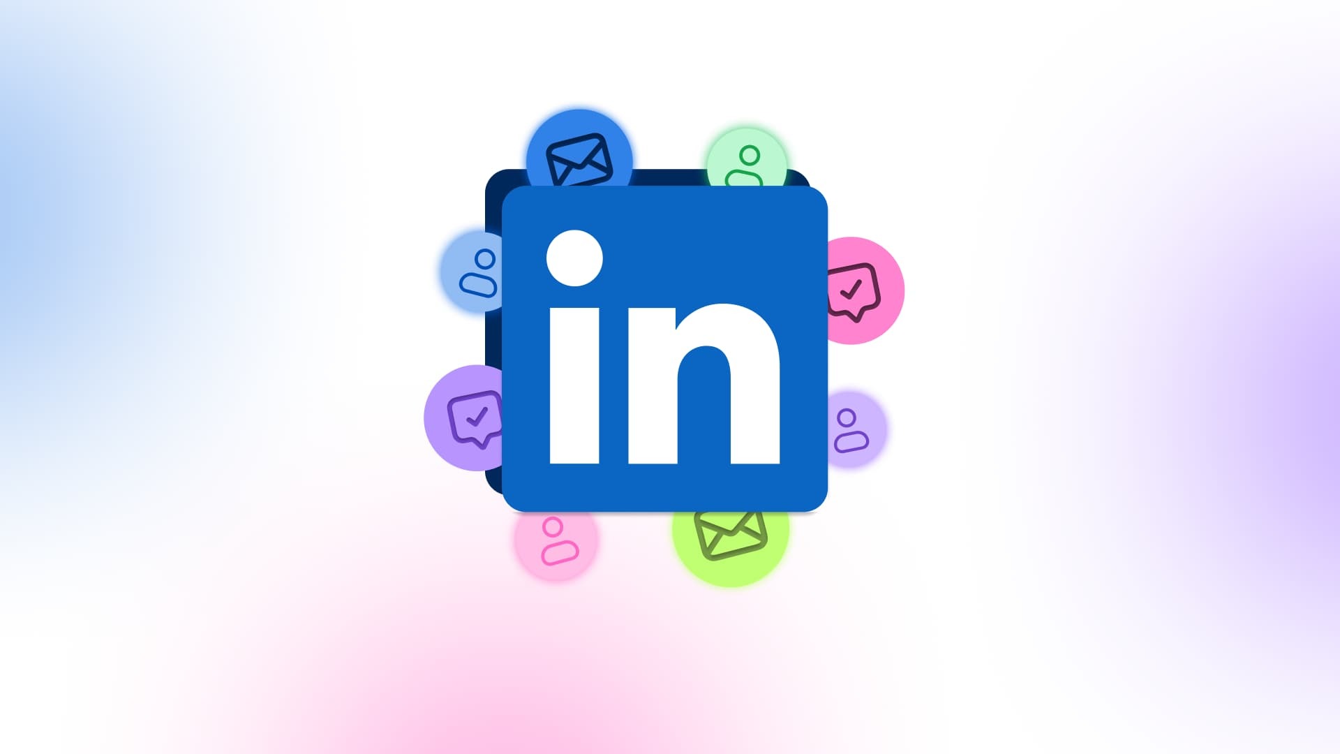 The LinkedIn logo surrounded by lead icons.