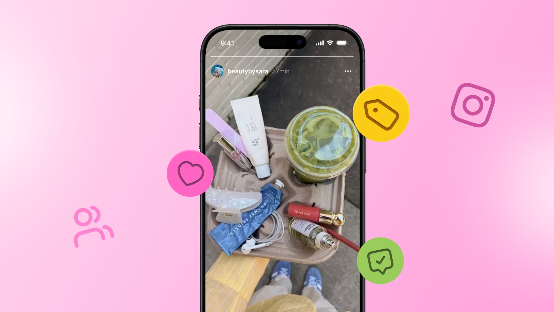 An illustration of an influencer post on Instagram.
