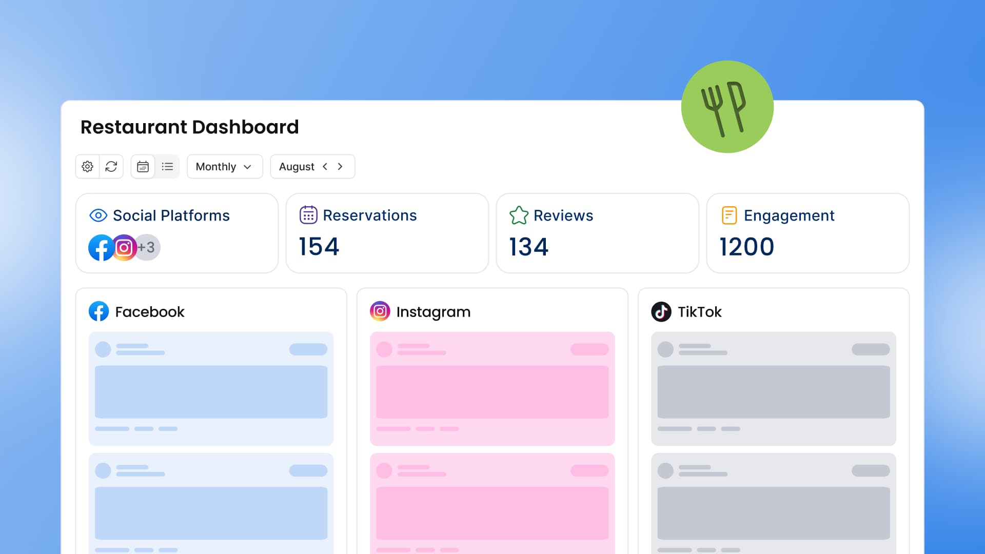 An illustration of a restaurant marketing dashboard.