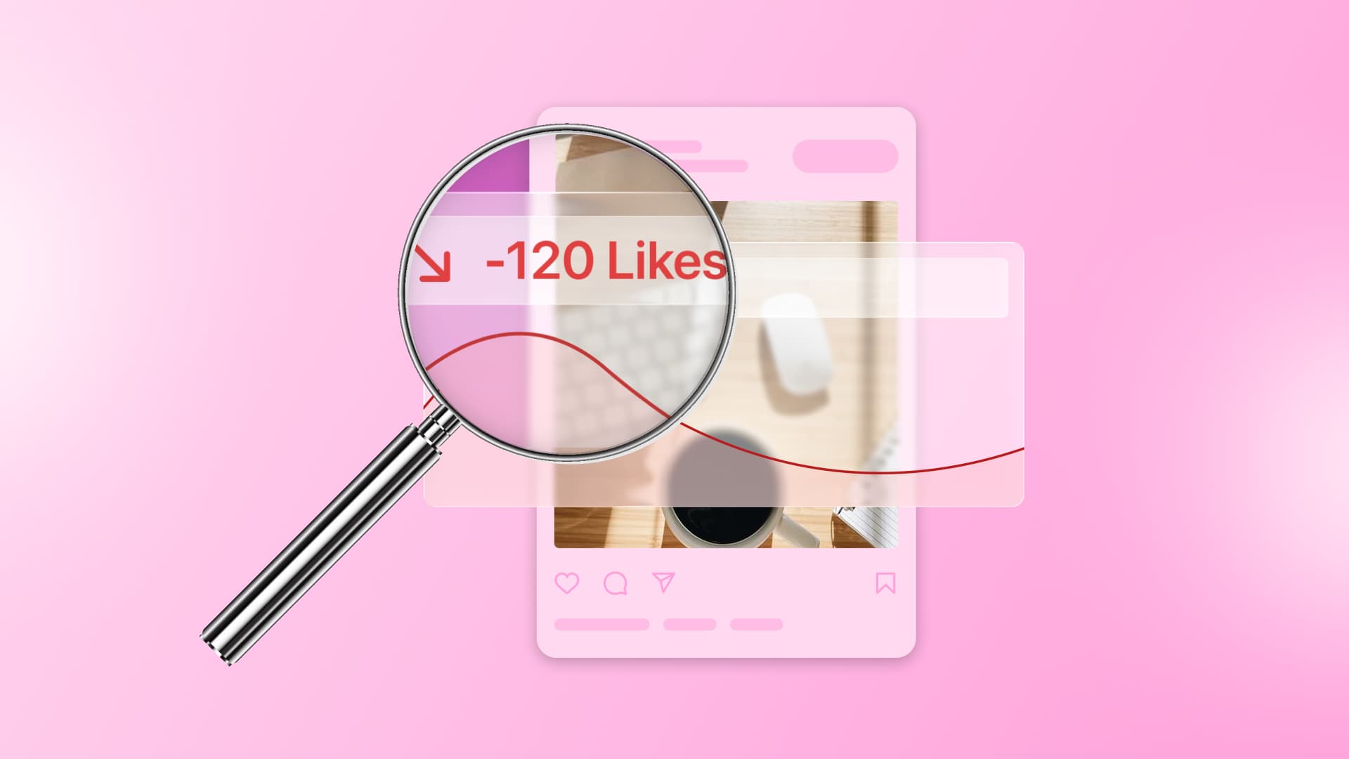 An illustration showcasing an Instagram post with a drop in likes.
