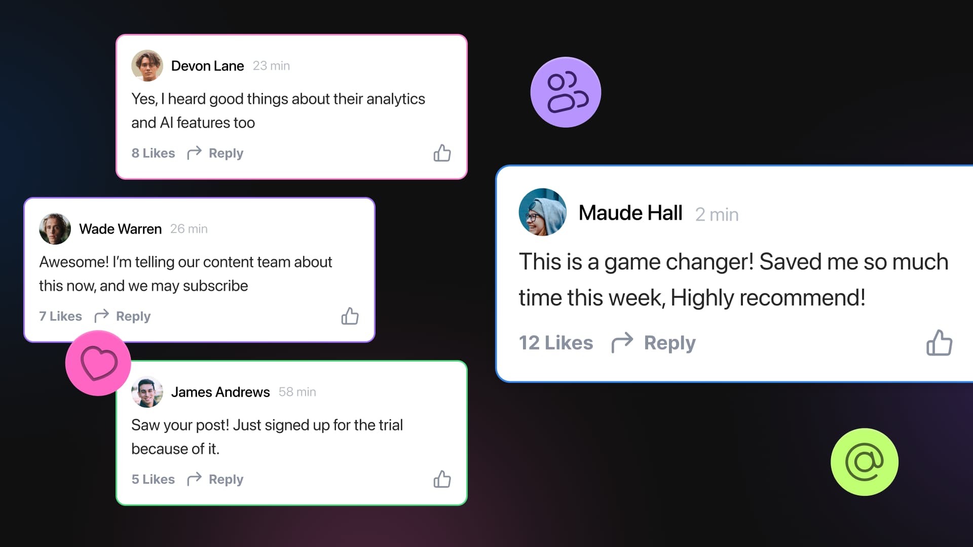 An illustration of online comments about a brand as a form of word of mouth marketing.