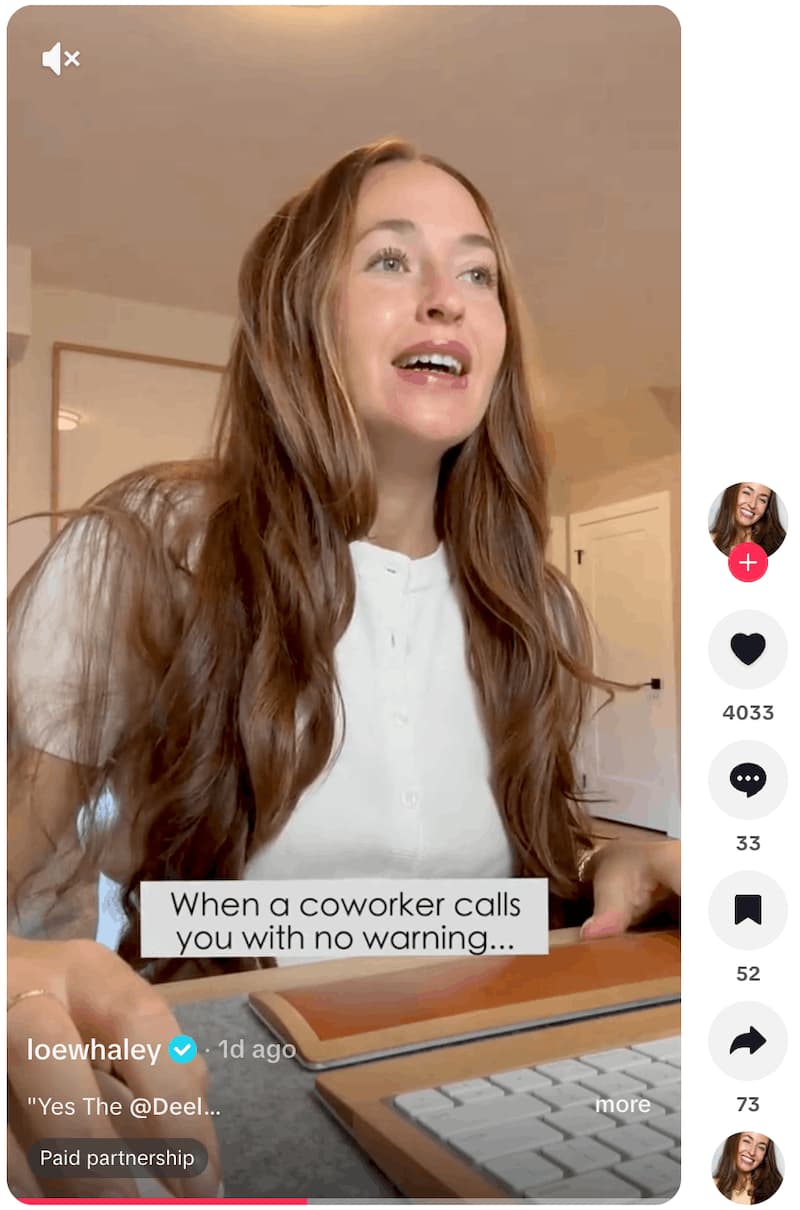 An example of influencer marketing from Deel.