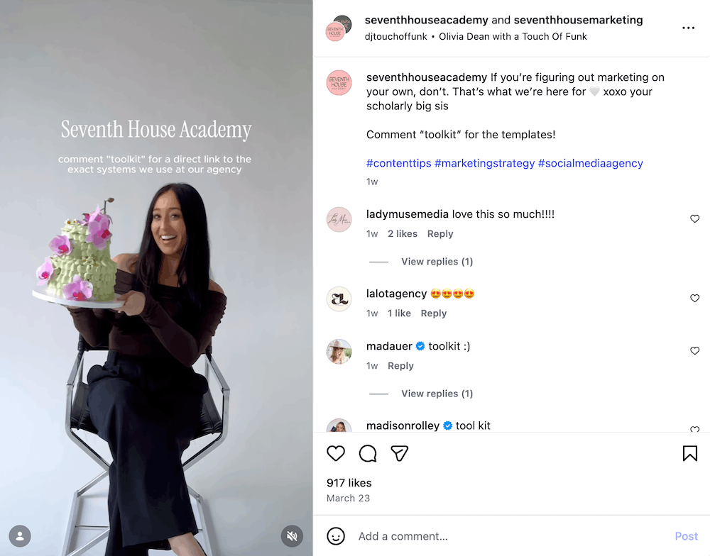 A DM automation example from Seventh House Marketing.