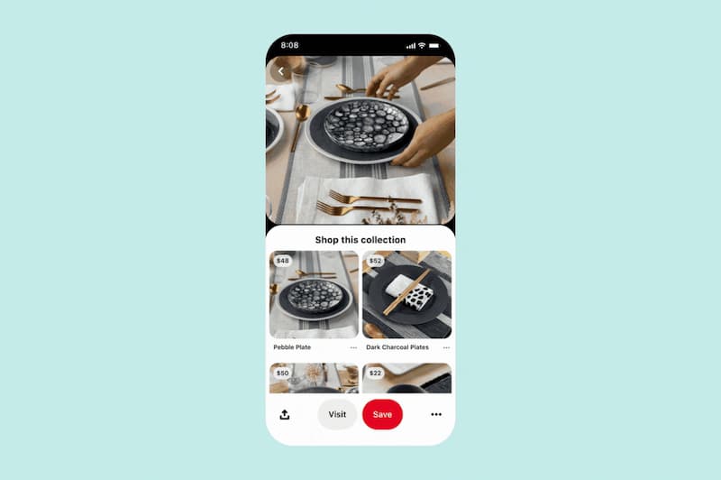 A mockup of a Pinterest collection ad.