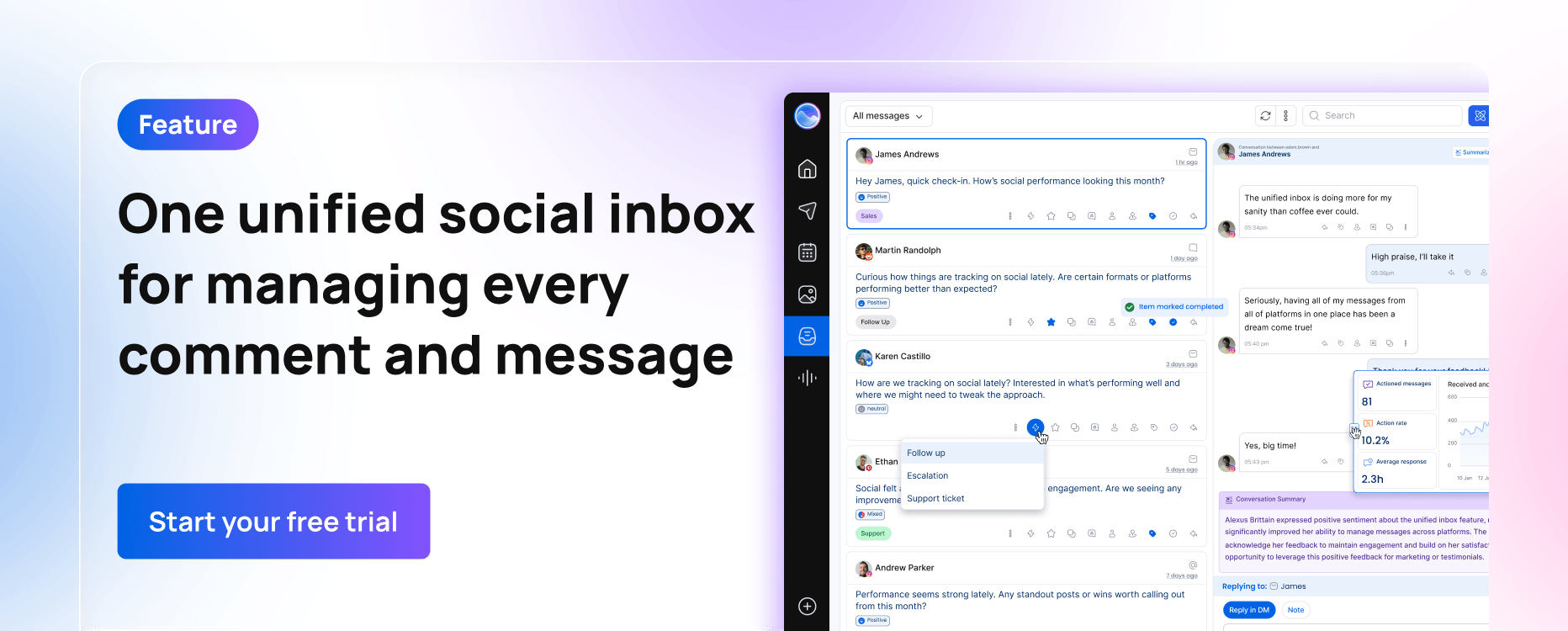 Get one unified social inbox for managing every comment and message with Vista Social.
