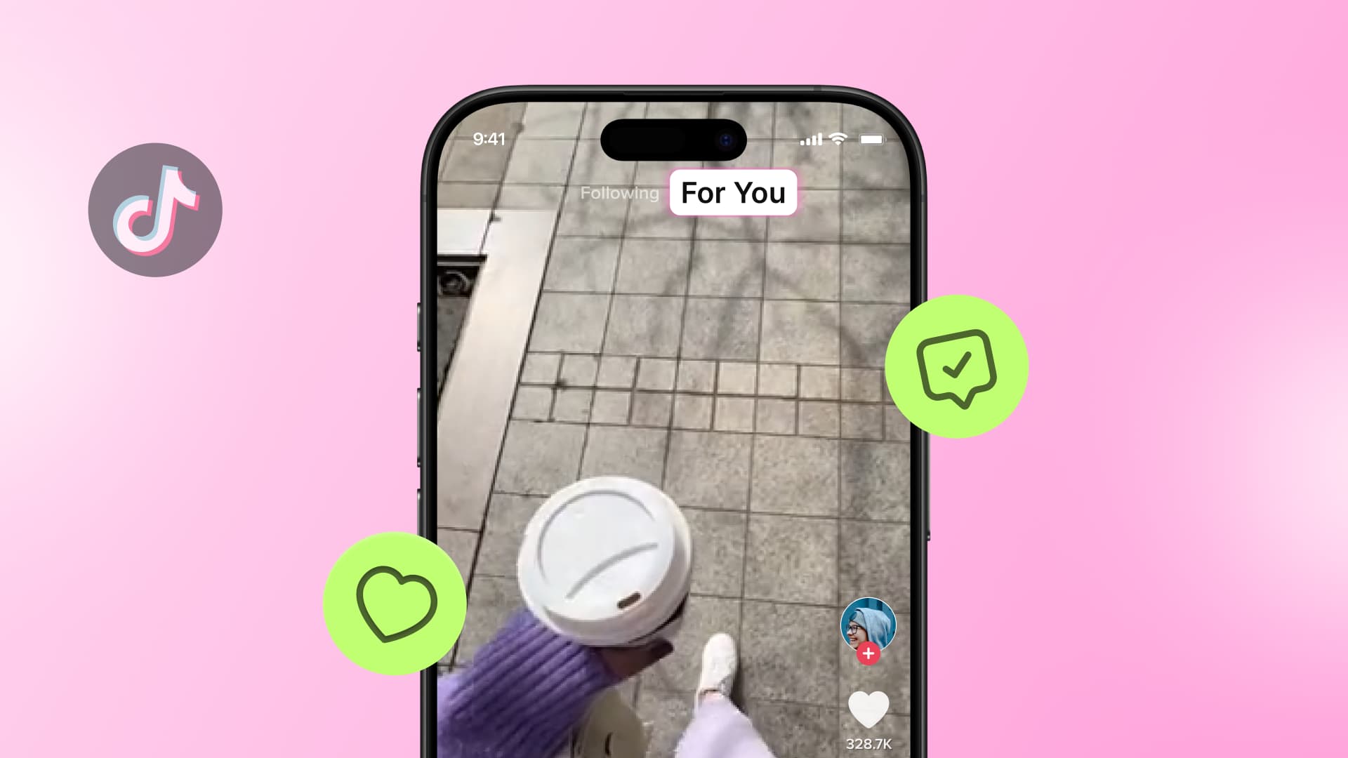 An illustration showcasing the TikTok For You Page (FYP) on a phone screen.